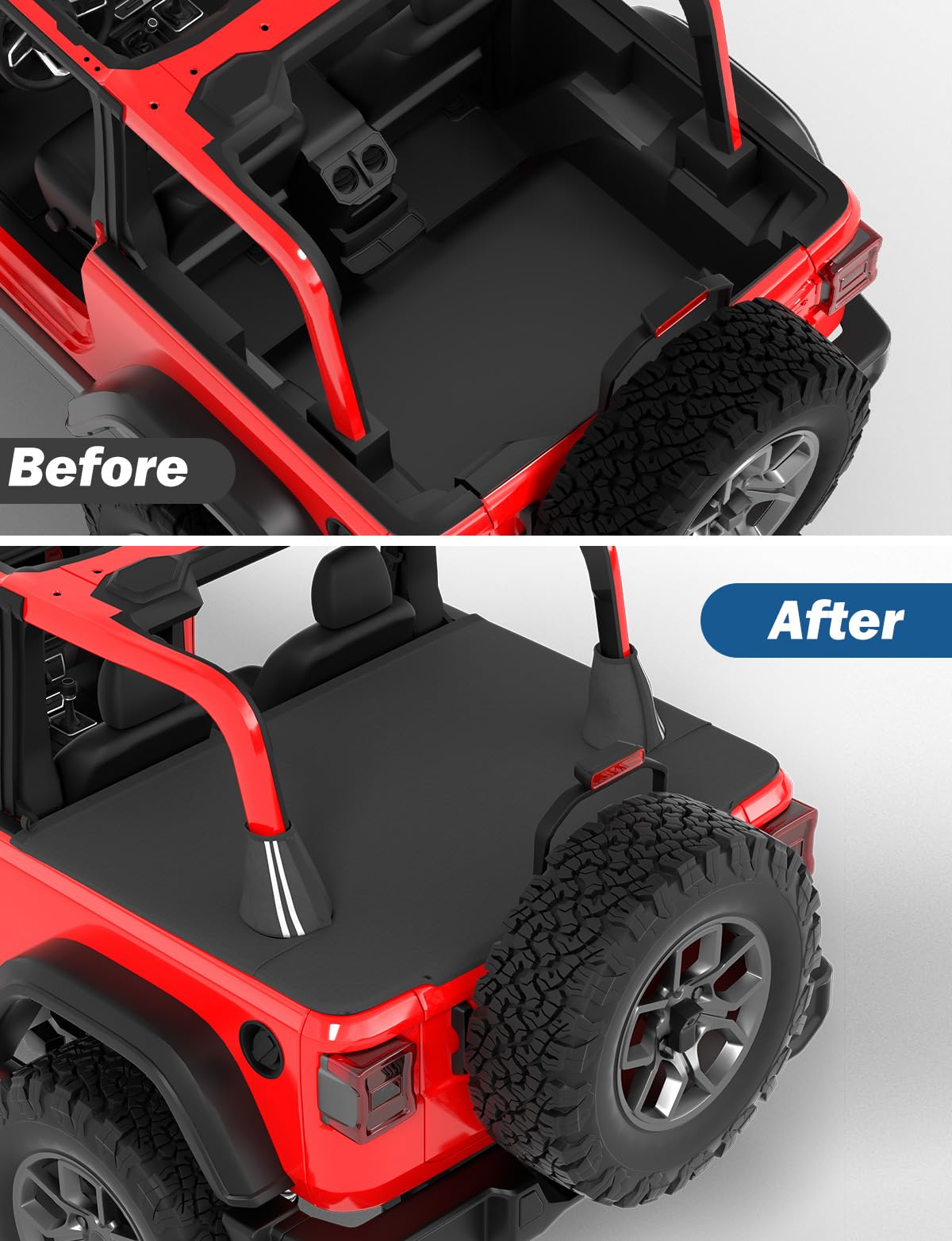 JOYTUTUS Tonneau Cover Fit for Wrangler JL 2 Doors, JL Trunk Cargo Cover Tailgate Cover