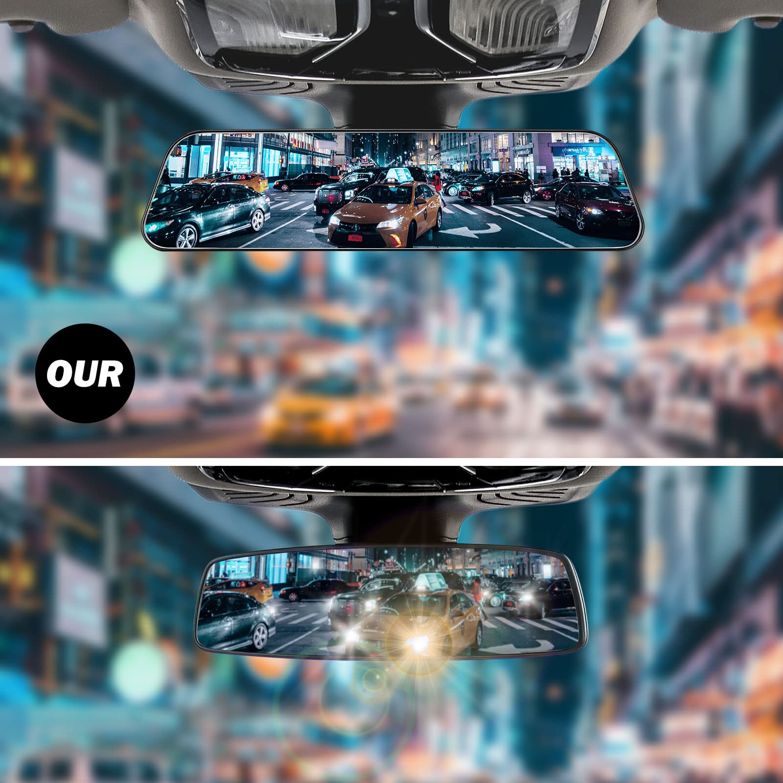 12 Inch Universal Panoramic Anti-Glare Rear view Mirror -Blue