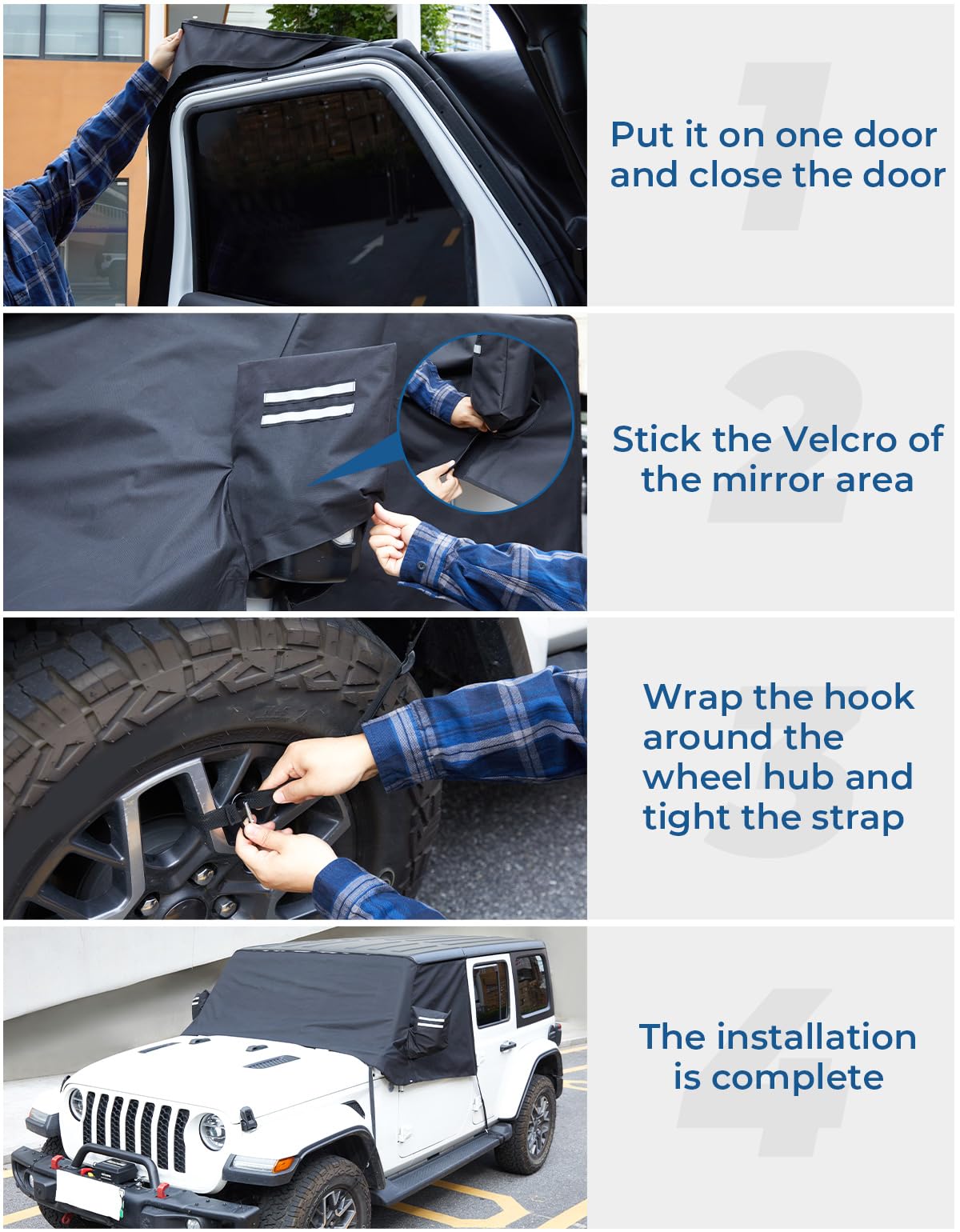 Windshield Snow Cover Fit for Wrangler JL Gladiator JT, with Side Mirror Covers for All Weather