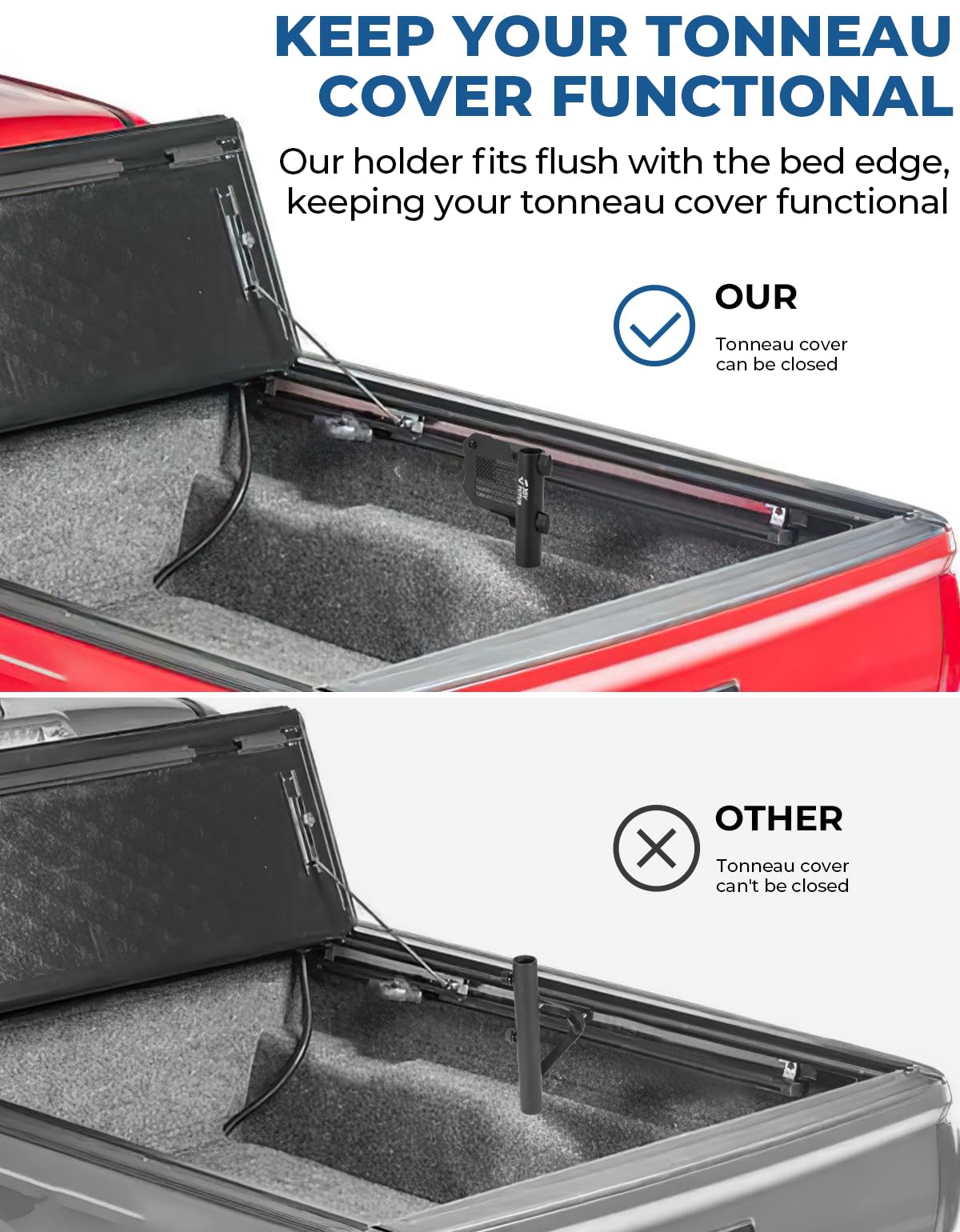 JOYTUTUS Truck Bed Flag Pole Mount Fit for Tacoma & Tundra, Fits Up to 1.18 Inch Diameter Flagpole