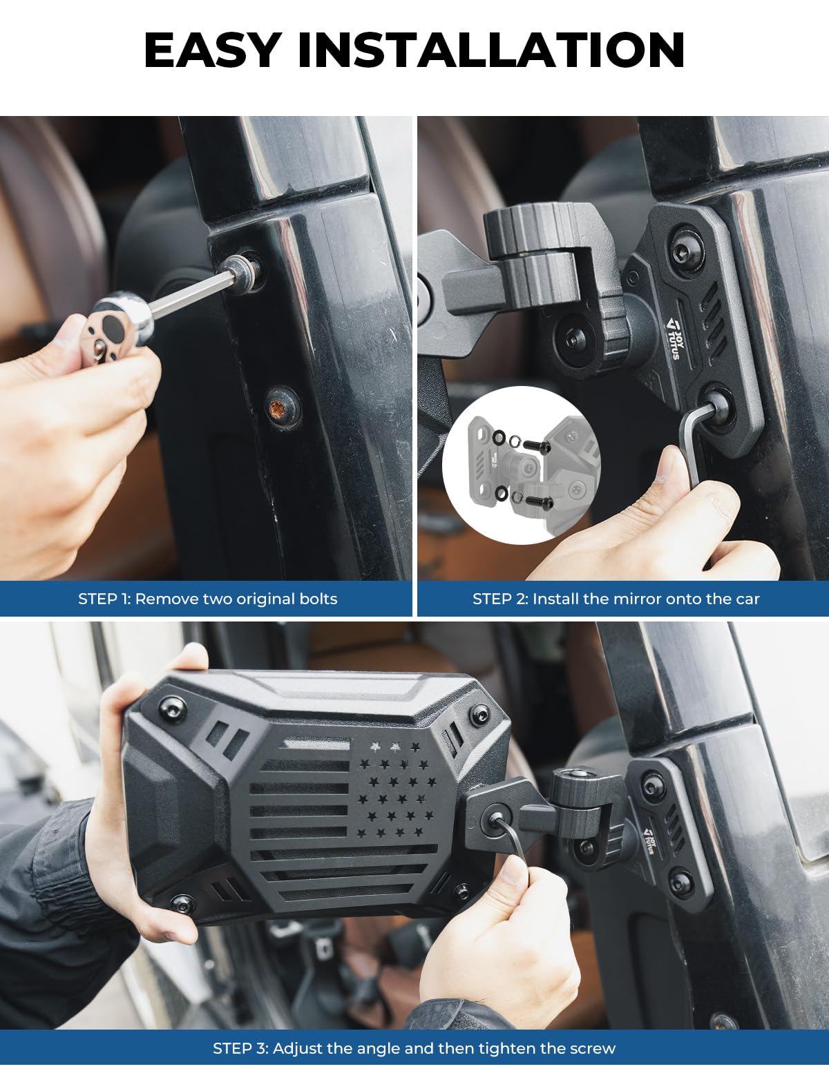 JOYTUTUS Wrangler Mirrors Doors Off Fit for Wrangler TJ JK & Unlimited 1997-2018