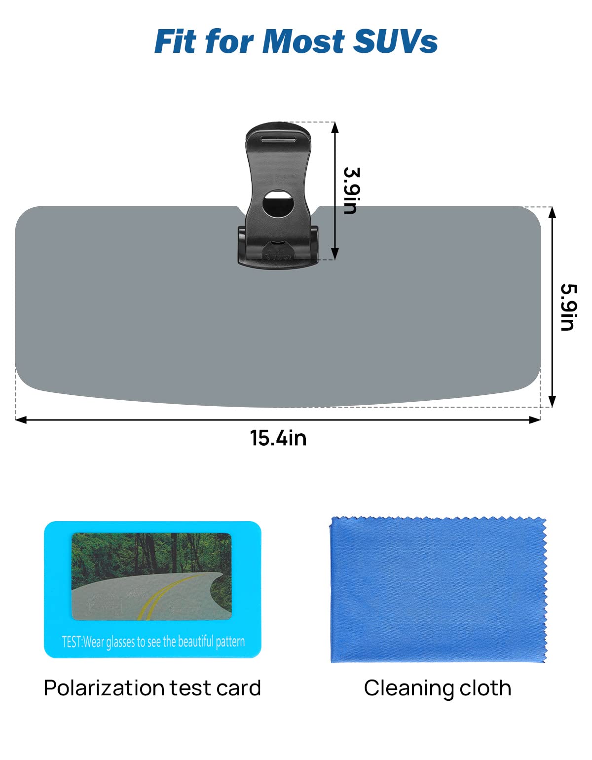 16.5" SUV Sun Visor Extender, Polarized UV400 Anti-Glare Shield