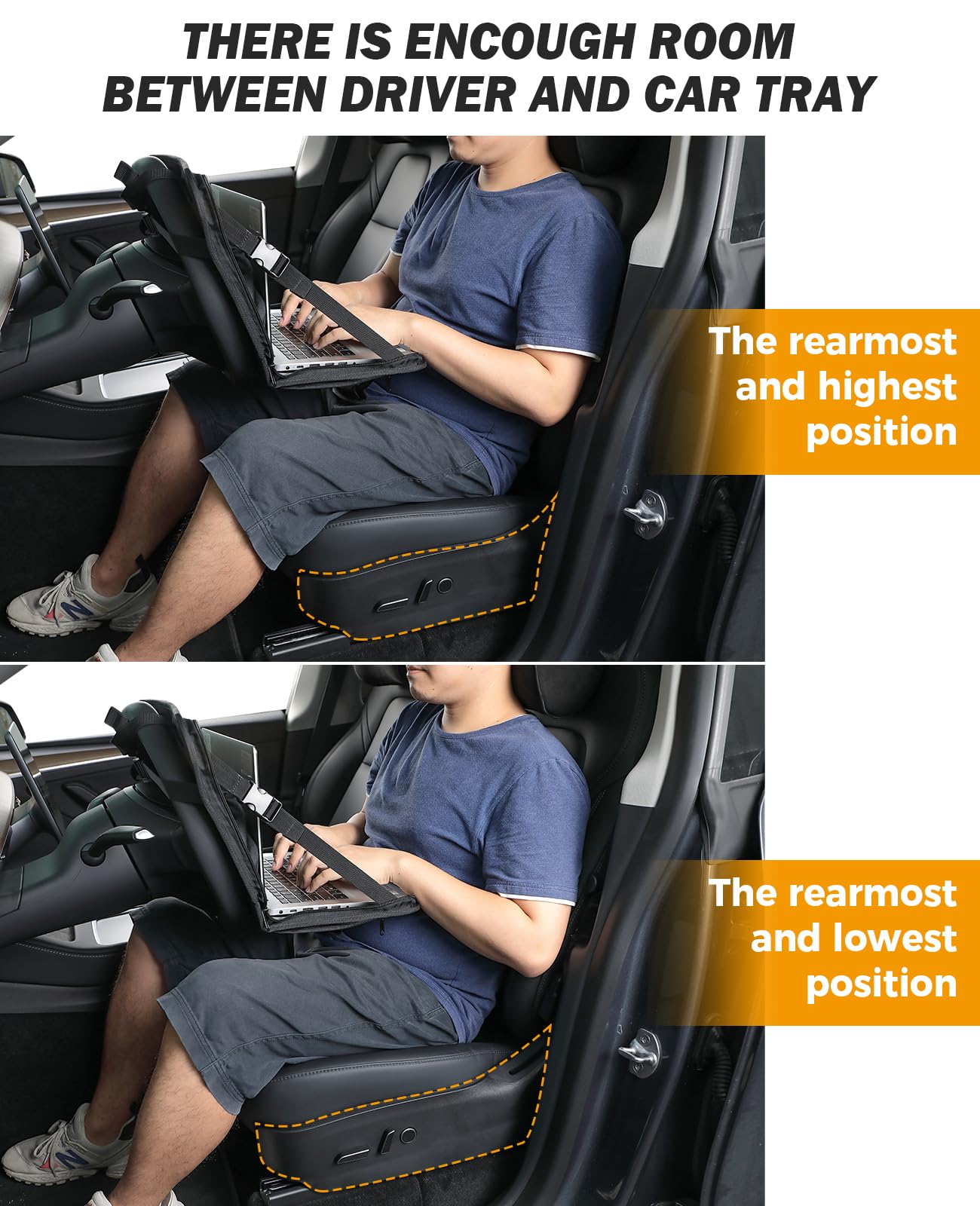 3 in 1 Steering Wheel Eating Tray Upgraded(16.1 * 10 inch), Car Back Seat Laptop Desk