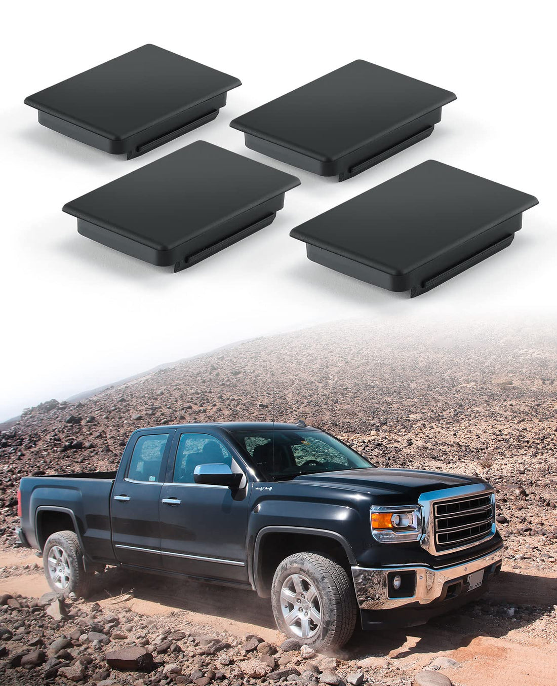 Stake Pocket Cover Trucks Bed Rail Stake Covers Fit for 1999-2014 Chevy Silverado and 2010-2014 GMC Sierra - 4 Pack
