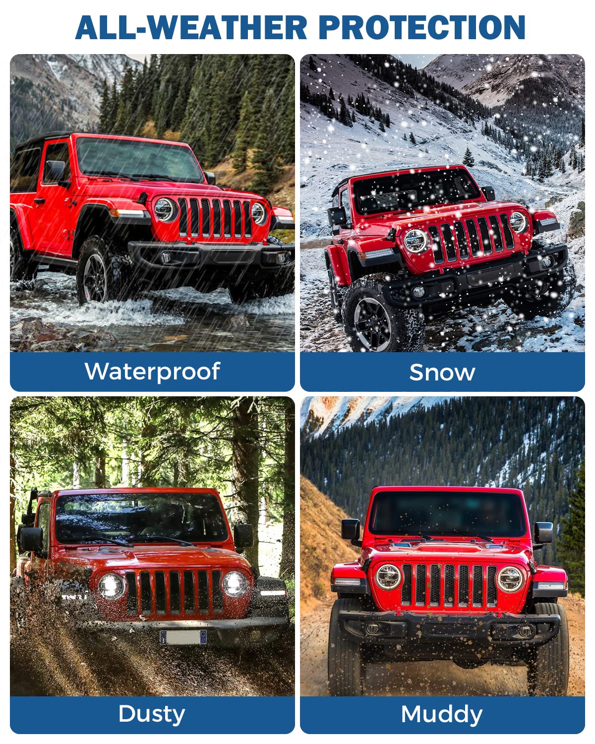 Cargo Mat, All-Weather Protection Trunk Mat Cargo Liners Heavy Duty Waterproof Odorless Durable fits 2021-2024 Wrangler JL 4XE 4 Door (Not Fits 4X4)