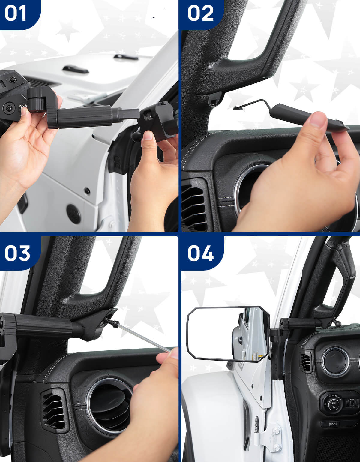 Doors Off Mirrors Fit for Wrangler JL/JLU 2018-23 & Gladiator JT 2020-23