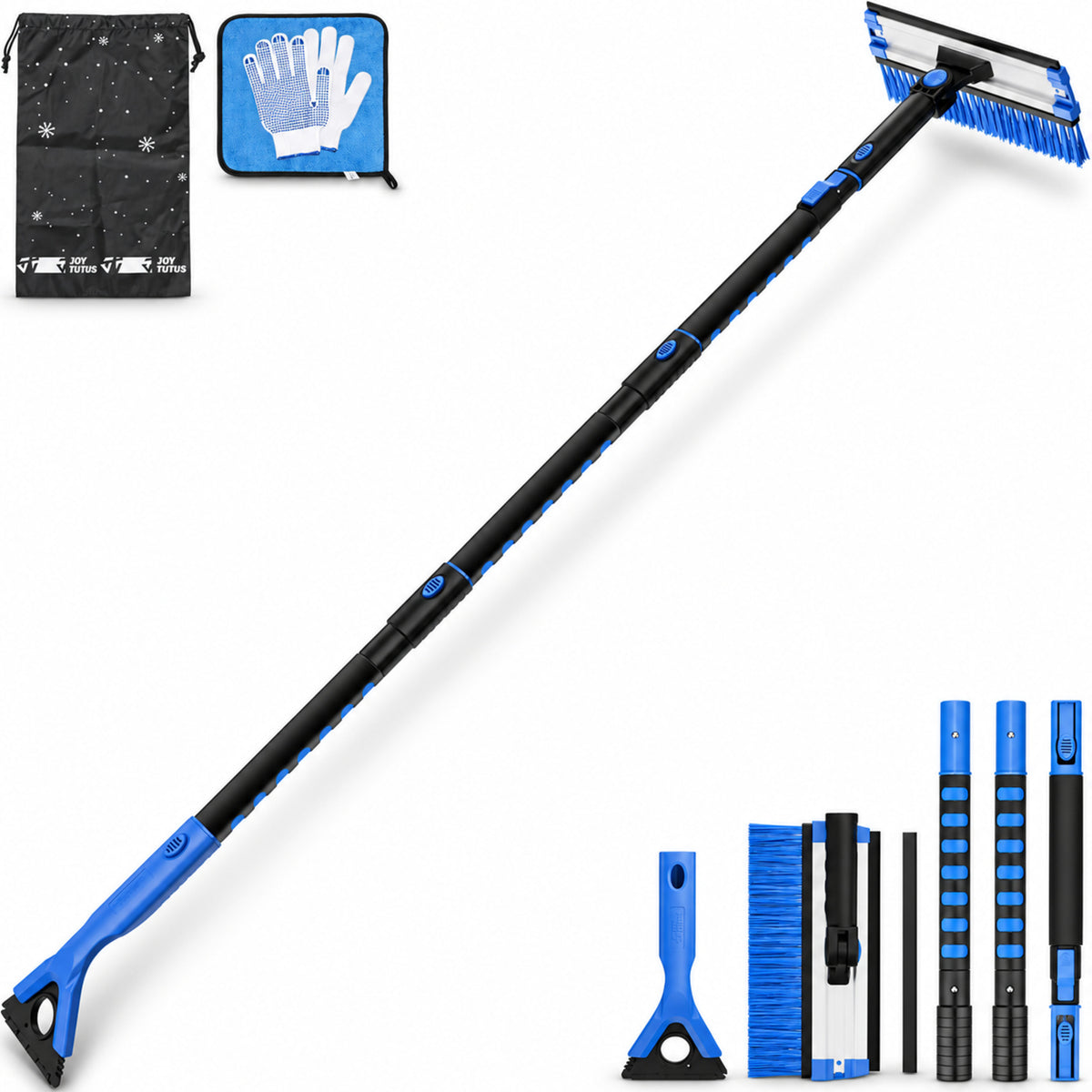 Extendable Snow Brush and Ice Scraper, 270° Pivoting Snow Scraper Brush for Car Windshield