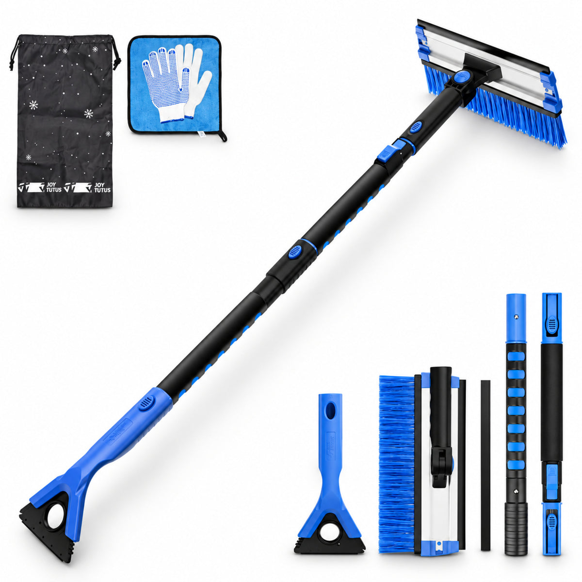 Extendable Snow Brush and Ice Scraper, 270° Pivoting Snow Scraper Brush for Car Windshield