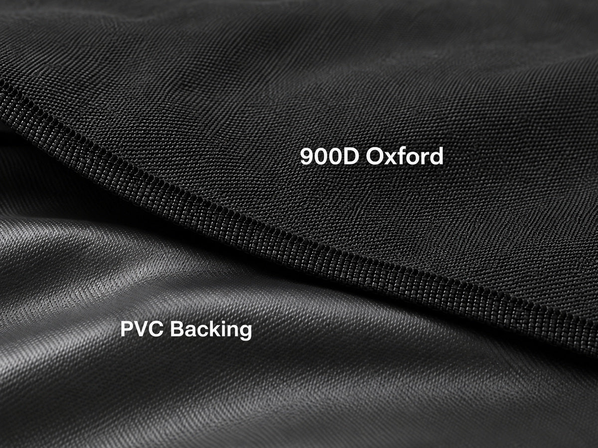 900D FABRIC. WATERPROOF BACKING.