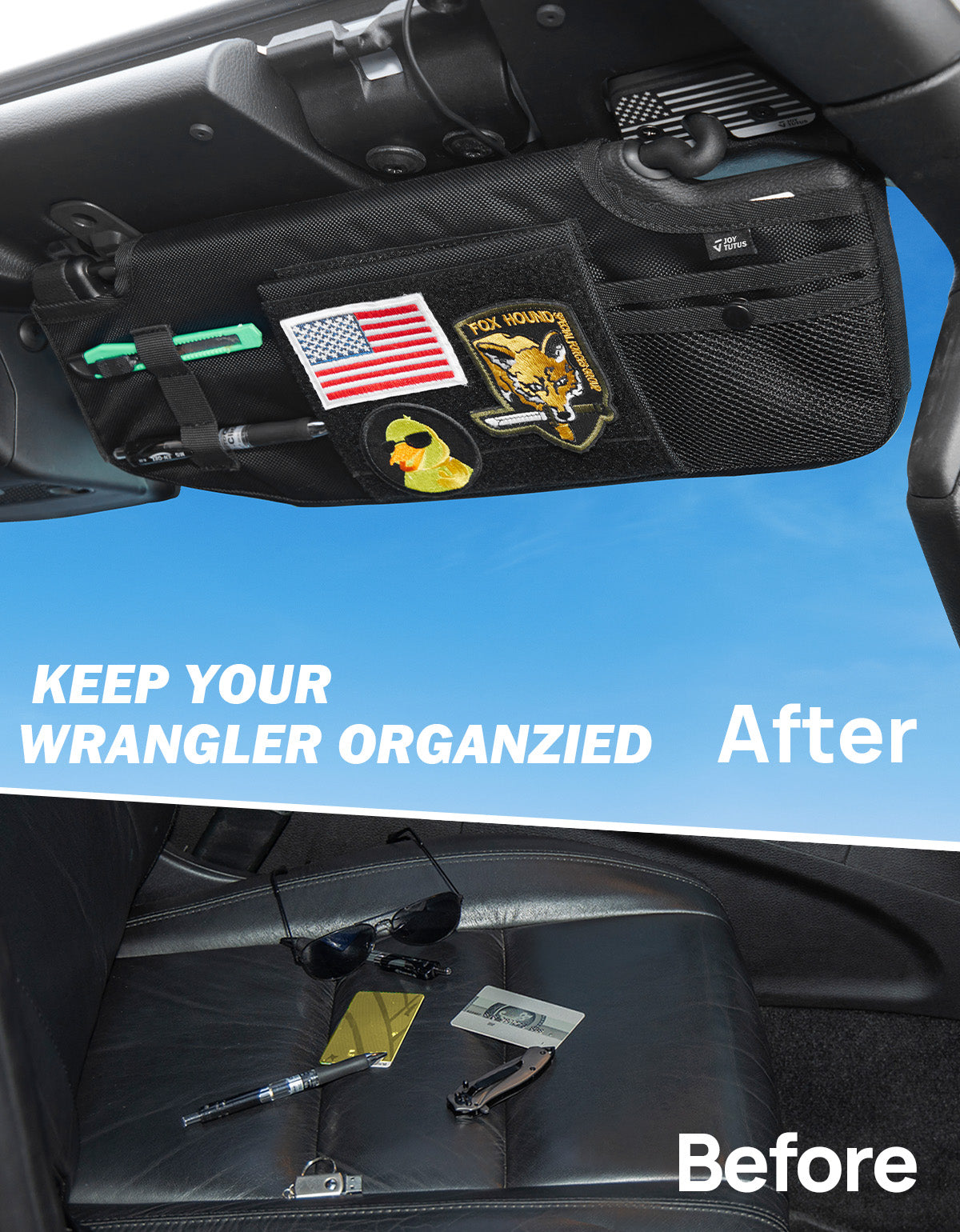 Sun Visor Organizer for Wrangler JL & Gladiator JT 2018–2026