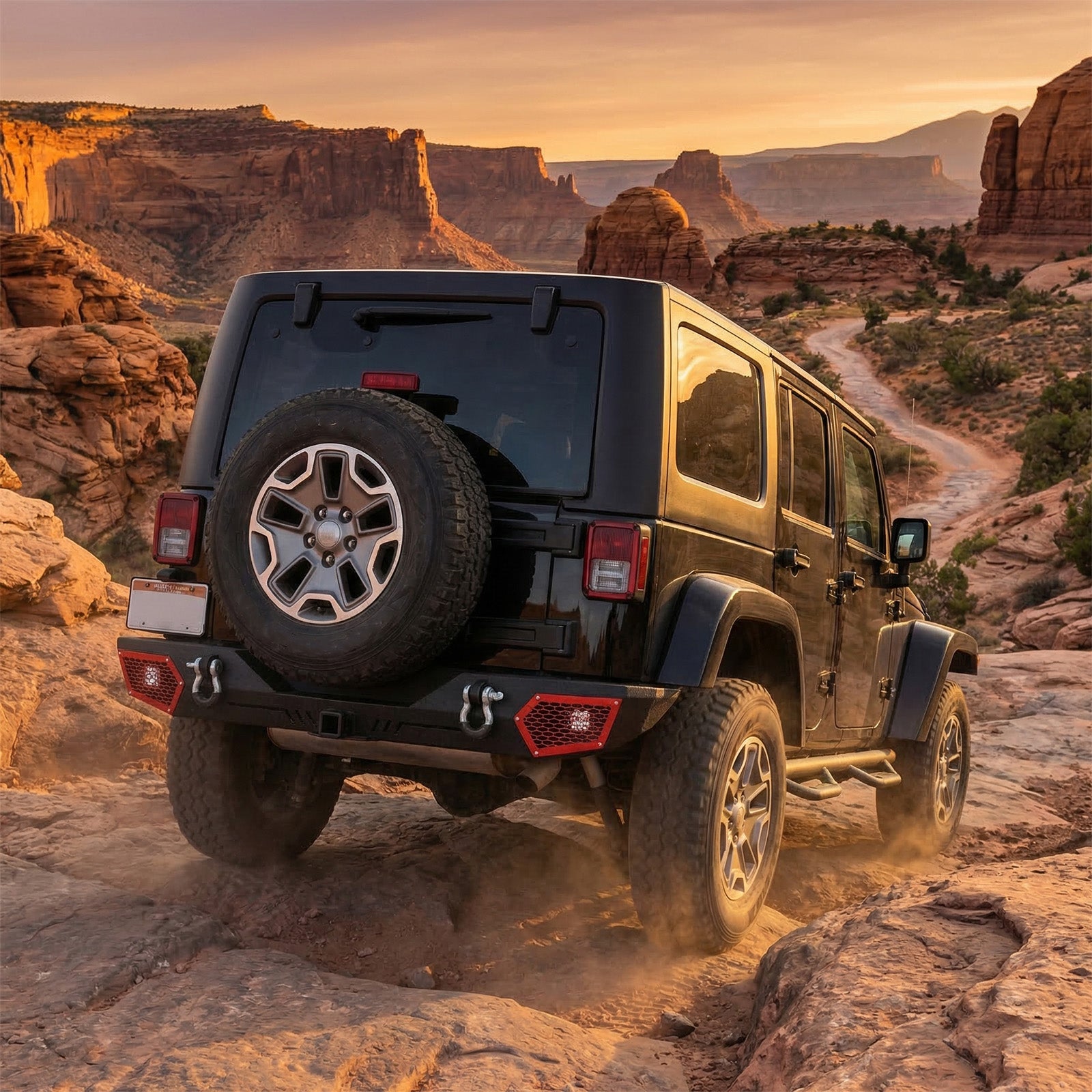 Steel Rear Bumper for 2007–2018 Wrangler JK & JKU - Dual LED Lights