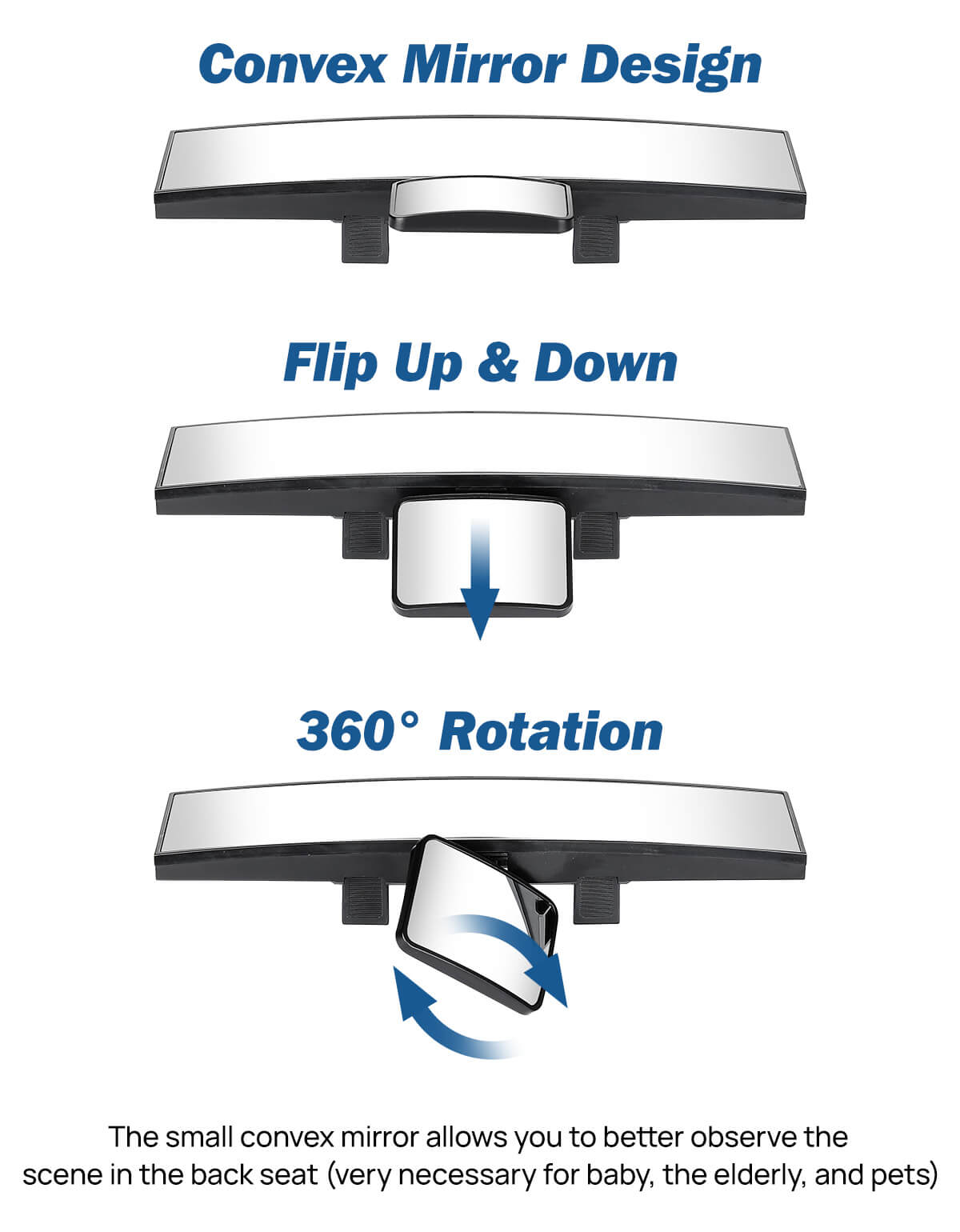 11" Car Rear View Mirror with Baby Mirror Universal