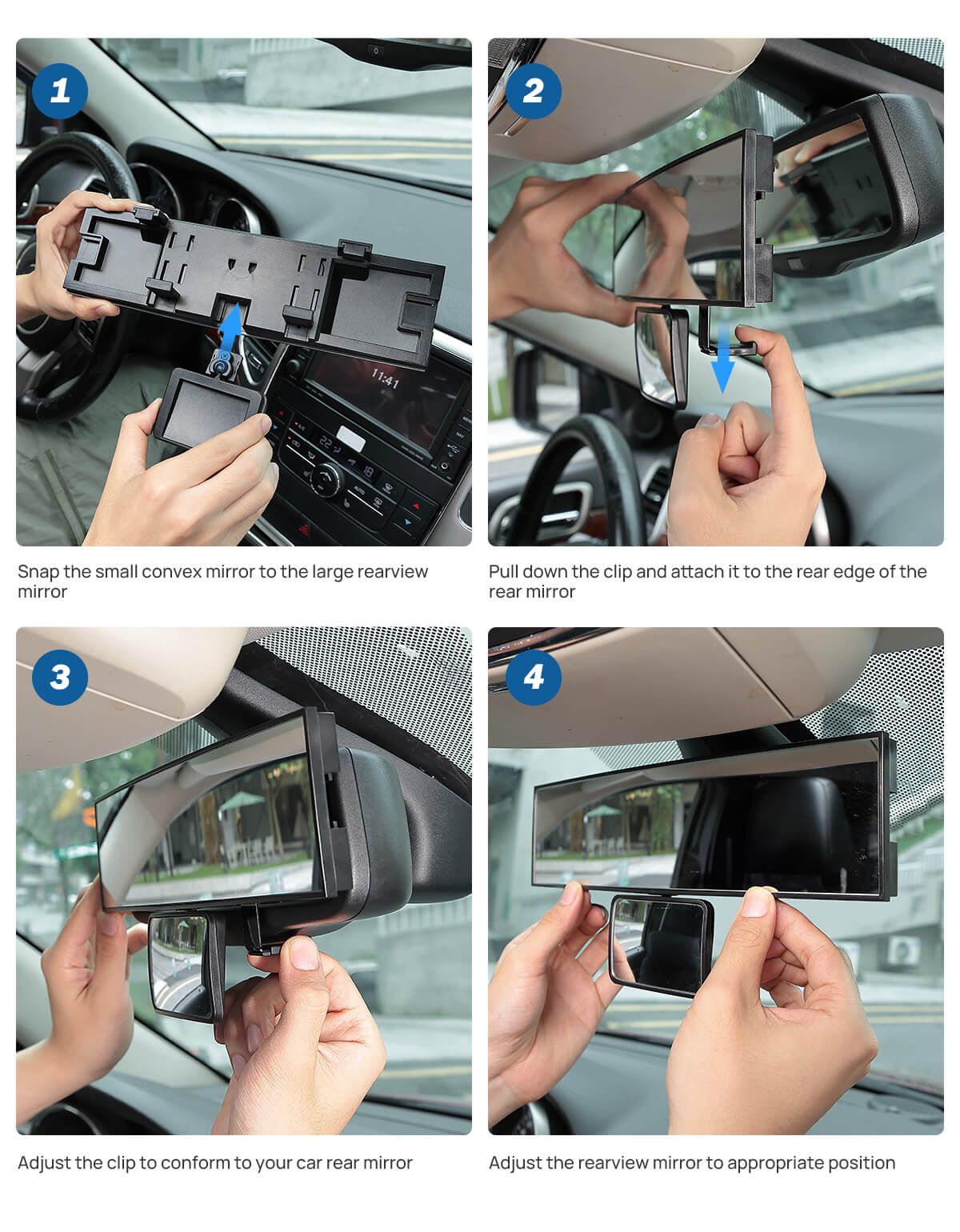 11" Car Rear View Mirror with Baby Mirror Universal