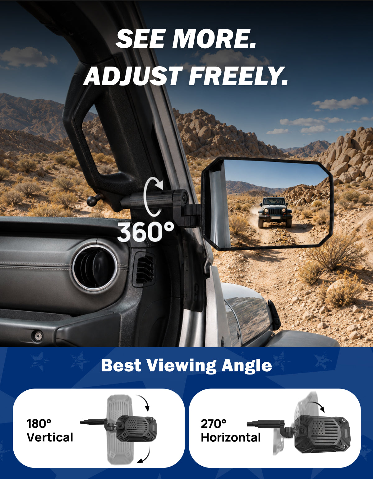 Break-Away Doors Off Mirrors for Jeep Wrangler JL/JLU & Gladiator JT 2018-2023