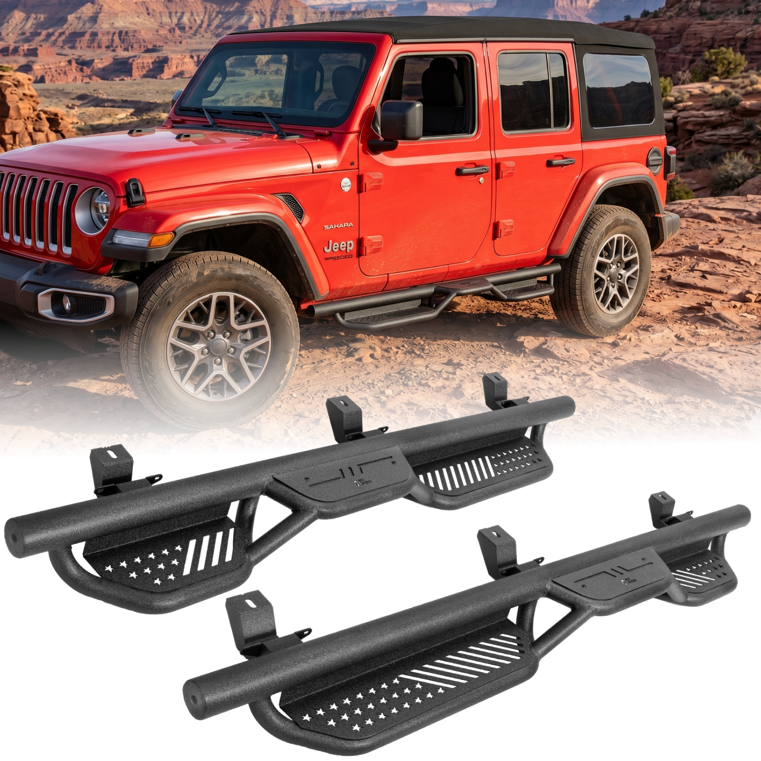 Running Boards Side Steps for Wrangler JL 4 Door 2018–2026, 550LB