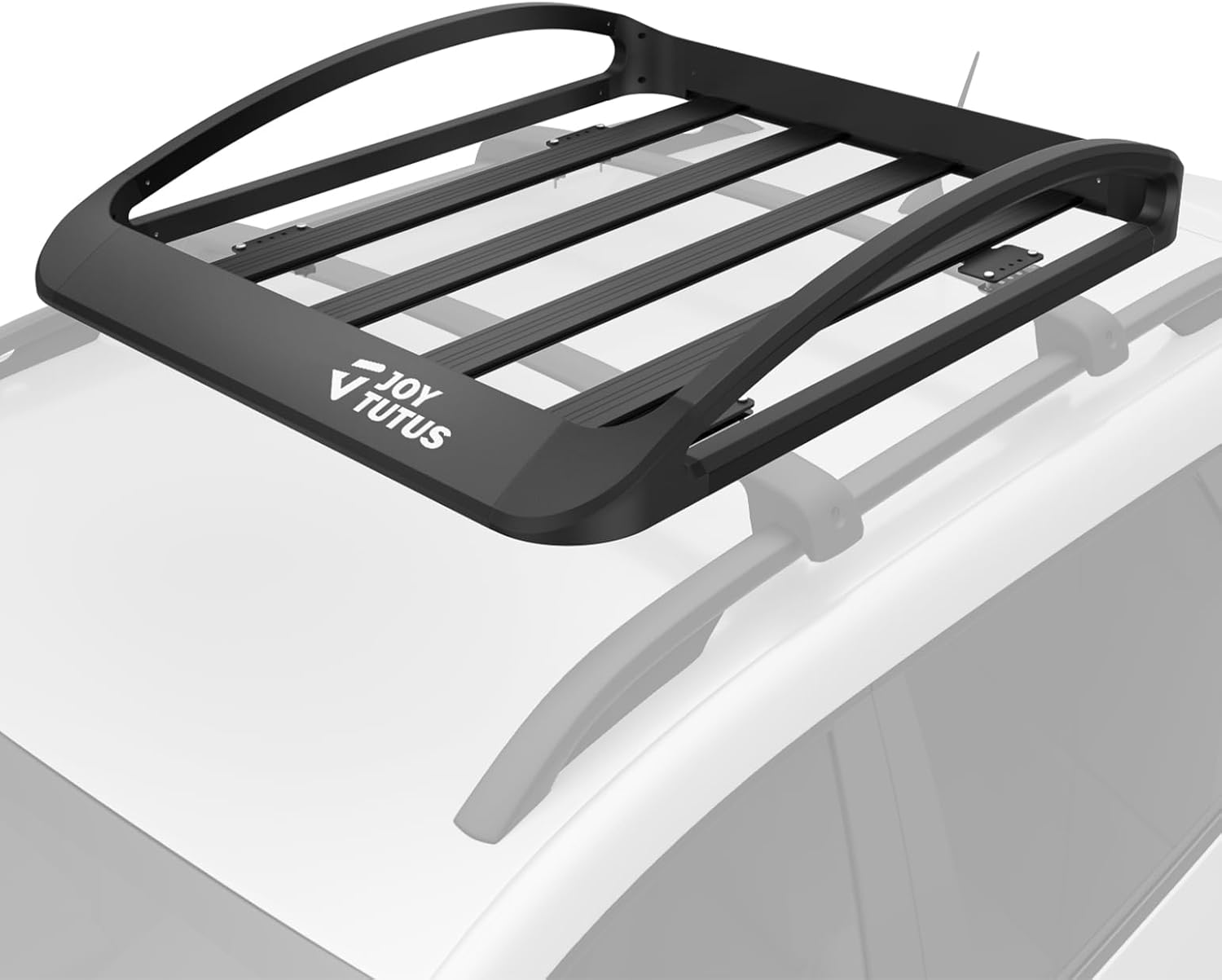 JOYTUTUS Rust-Resistant Aluminum Roof Cargo Basket, 47" x 40" x 8", Lightweight Roof Rack Carrier, Universal Roof Cargo Basket with 150 lbs Load Capacity, Fits SUVs, Trucks, and Cars, Black