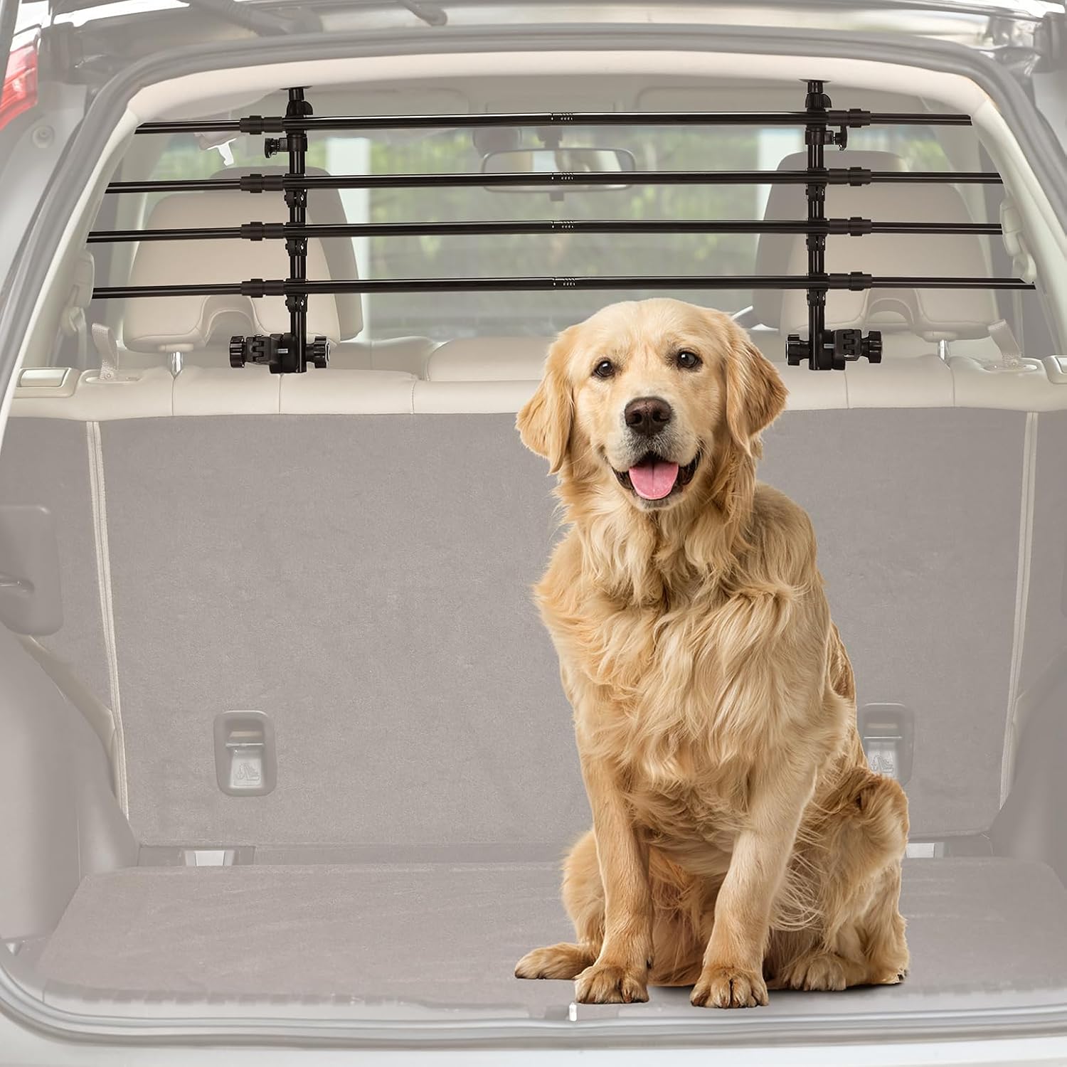 JOYTUTUS Adjustable Dog Car Barrier for SUVs,Vehicles, Trucks, Upgraded Universal-Fit Pet Divider Gate Carbon Steel Dog Barrier for Cargo Area 32" to 57" Width