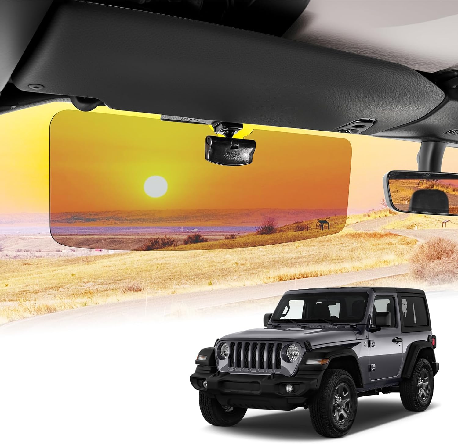 JOYTUTUS Polarized Sun Visor Extender Compatible with Jeep Wrangler JL JLU JT 2018-2025&Gladiator 2020-2025,Anti-Glare Polarized UV400 Protection, Safe Driving Extension for Glare/UV Ray/Stray Light