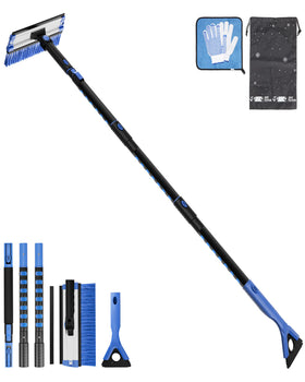61.3″ Extendable Snow Brush and Ice Scraper, 270° Pivoting Snow Scraper Brush for Car Windshield