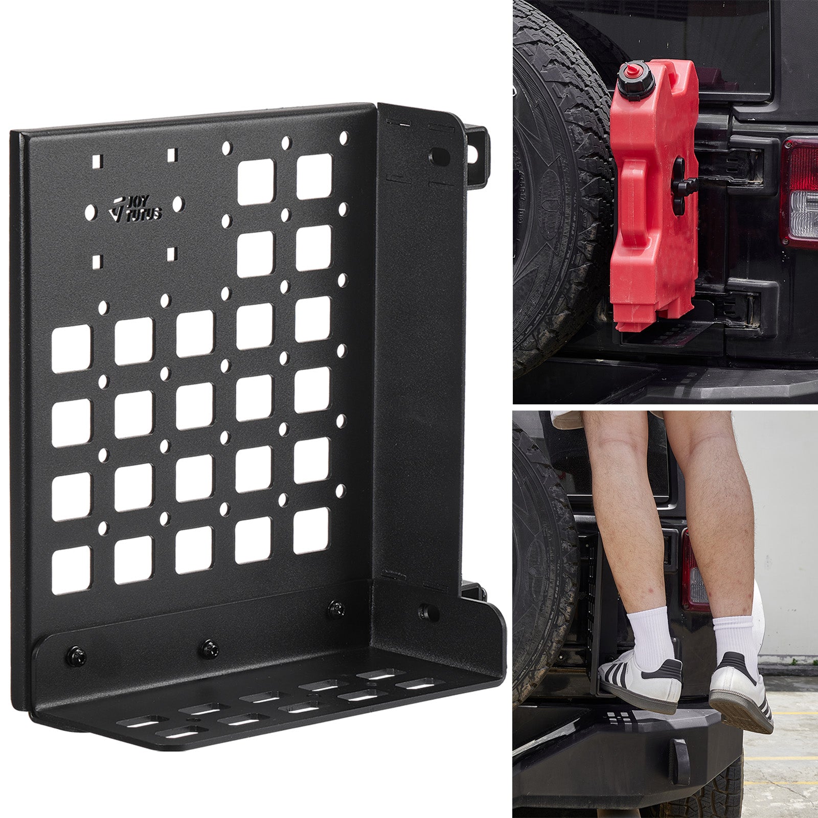 Gas Can Mount for Wrangler JK 2007-2018 with Versatile Molle Panel and 220LBS Step