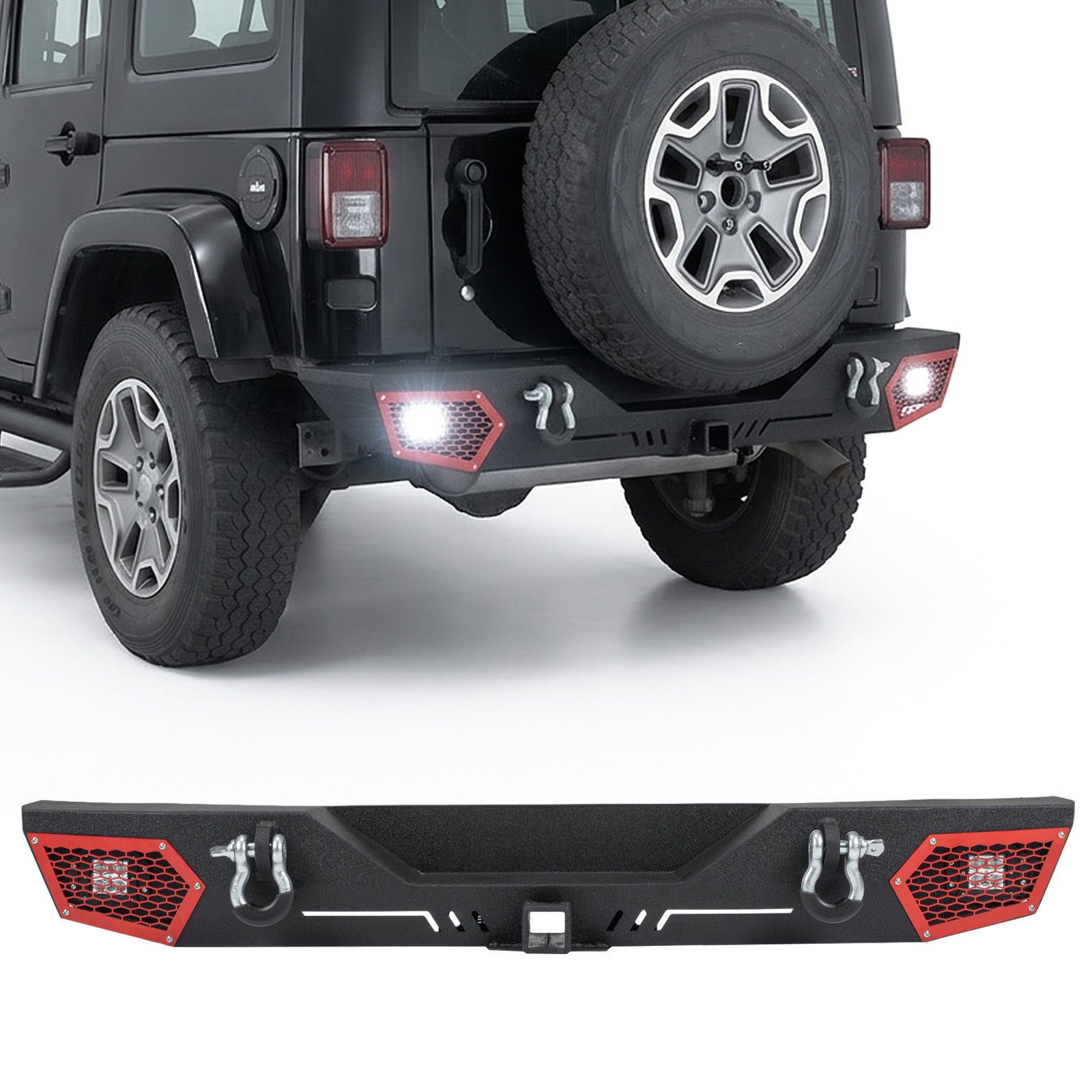 Steel Rear Bumper for 2007–2018 Wrangler JK & JKU - Dual LED Lights