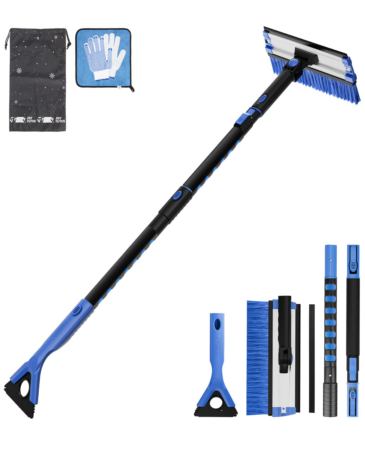 47.7″ Extendable Snow Brush and Ice Scraper, 270° Pivoting Snow Scraper Brush for Car Windshield