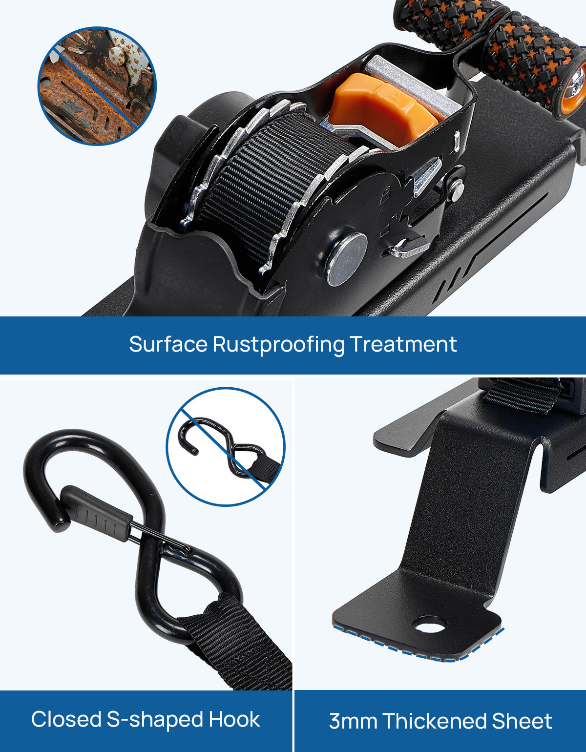 Auto-Retracting Ratchet Straps for Jeep Gladiator JT (2020–2026)