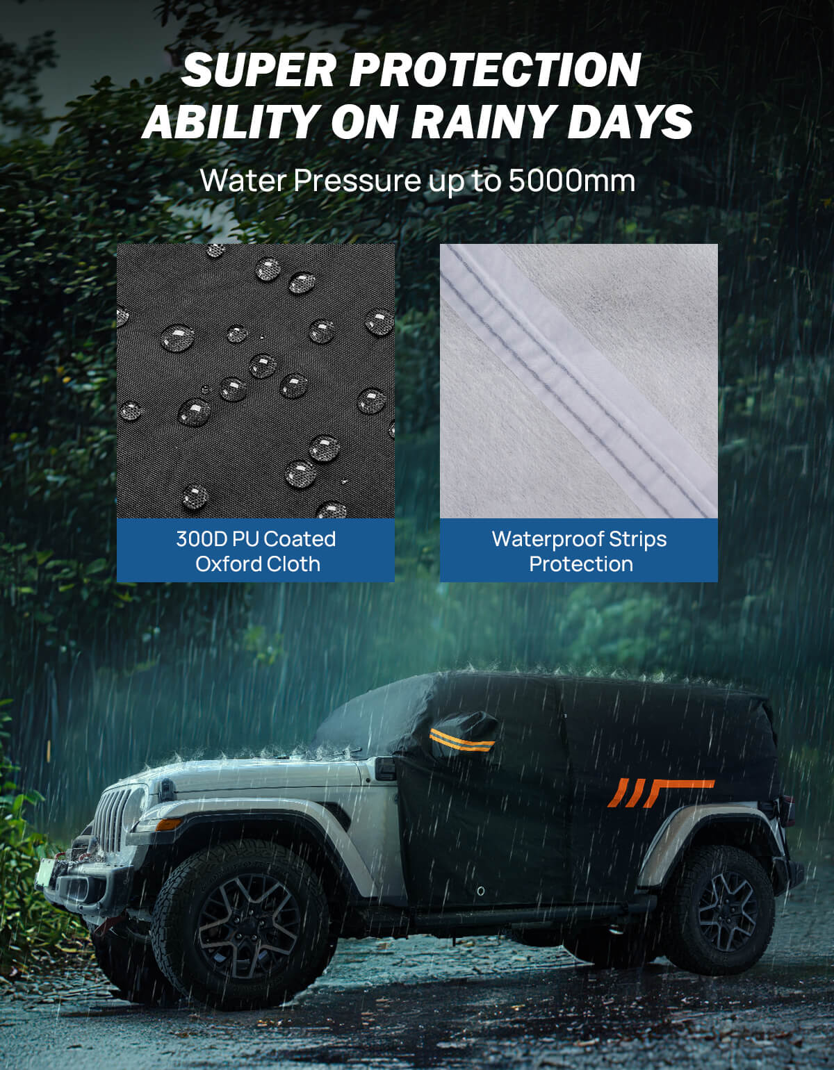 Cab Cover for Wrangler JK/JL 4-Door 2007–2026, Waterproof All-Weather