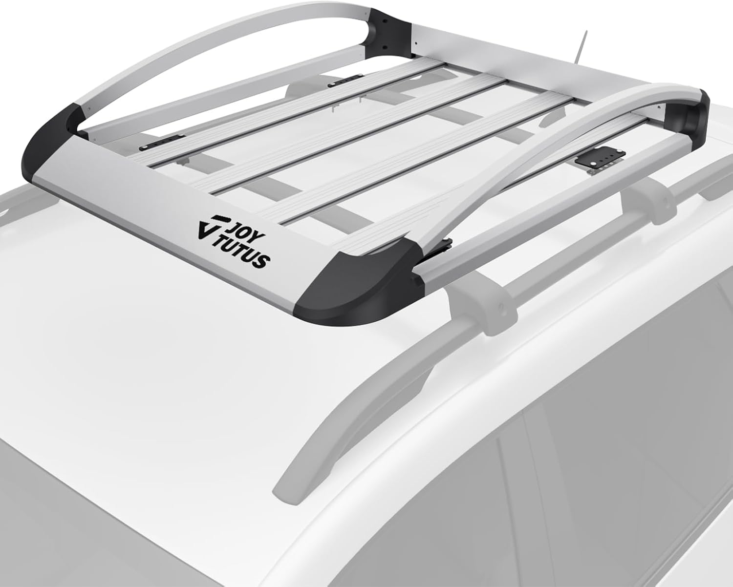 JOYTUTUS Rust-Resistant Aluminum Roof Cargo Basket, 47" x 40" x 8",Lightweight Roof Rack Cargo Carrier, Universal Roof Basket, 150 lbs Load Capacity, Fits SUVs, Trucks, and Cars,Silver