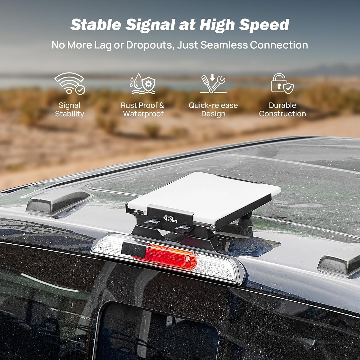 JOYTUTUS Aluminum Mount Compatible with Starlink Mini for F-150 (2015+) Drill-Free Cab Installatio for F-250-F-550 (2017+) Black