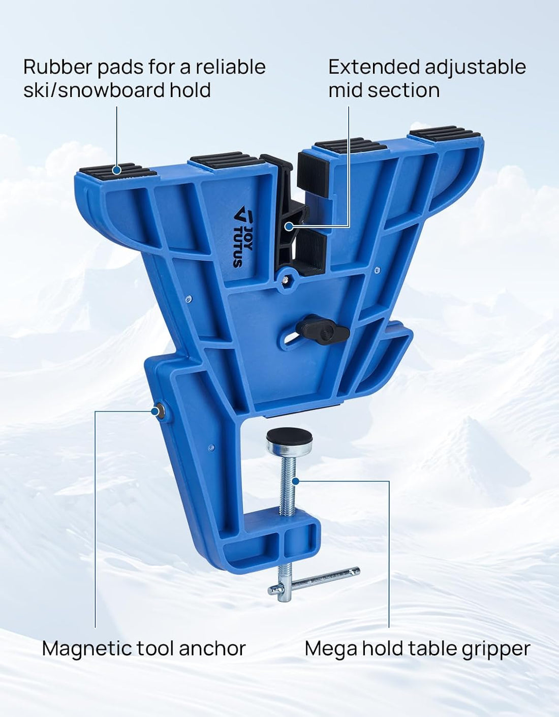 JOYTUTUS Ski and Snowboard Vises for Tuning, Edges and Waxing, Non-Slip Snowboard Clamp with Rubber Pads, Vice Grips for Ski/Snowboard Tuning Equipment，2 Pieces Set