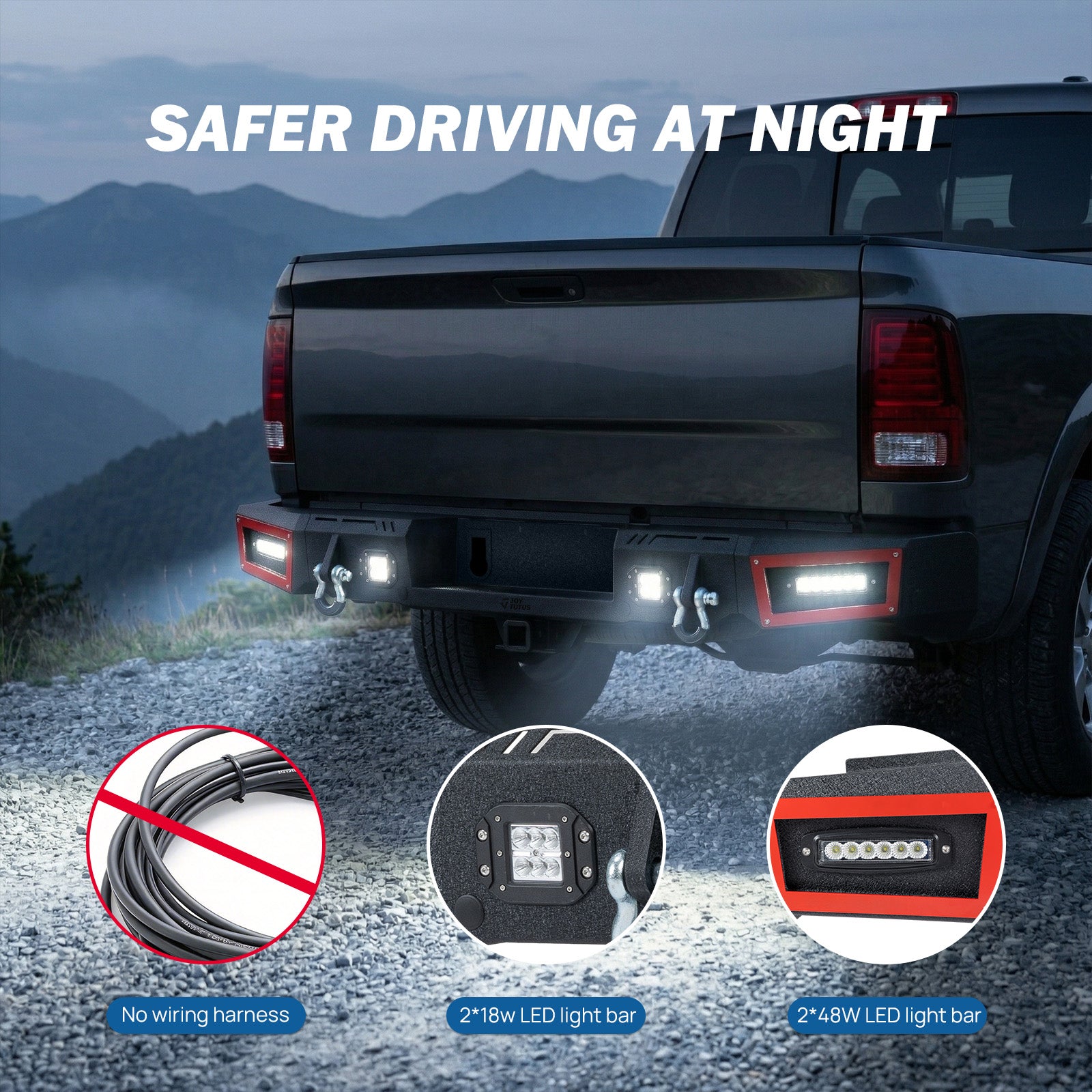 Ram 1500 Rear Bumper with LED Lights (2009–2018 & 2019–2024 Classic)