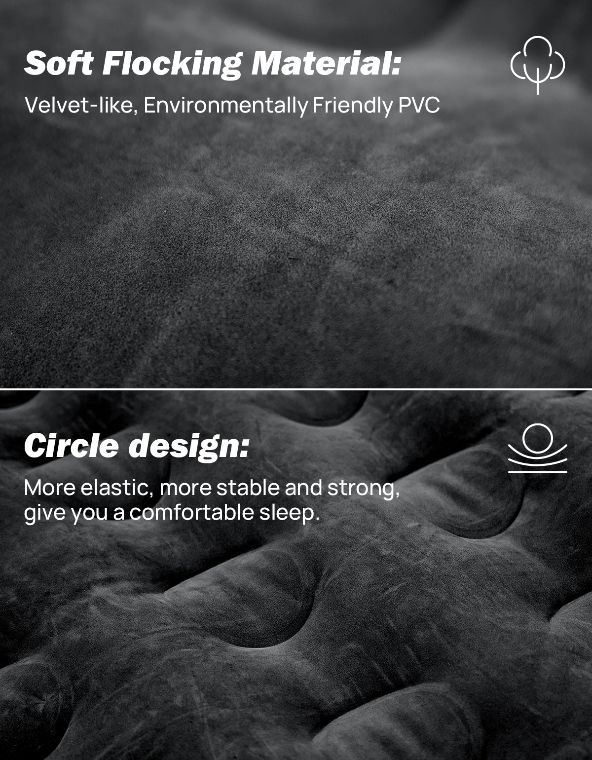 5.5–6.7ft Truck Bed Air Mattress, Inflatable Camping Mattress, Black