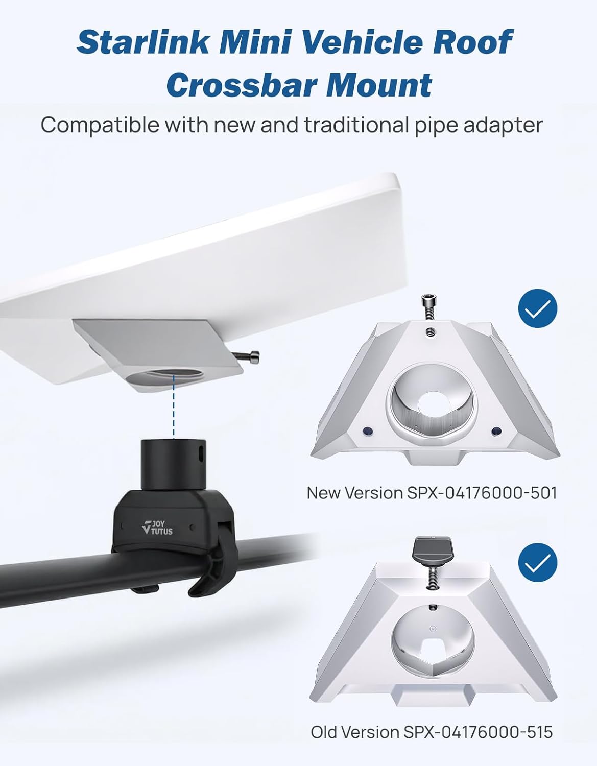JOYTUTUS Roof Rack Mount Compatible with Starlink Mini Rv Ladder Mount Compatible Rectangular,Aerodynamic,Square Crossbar, Aluminum Alloy