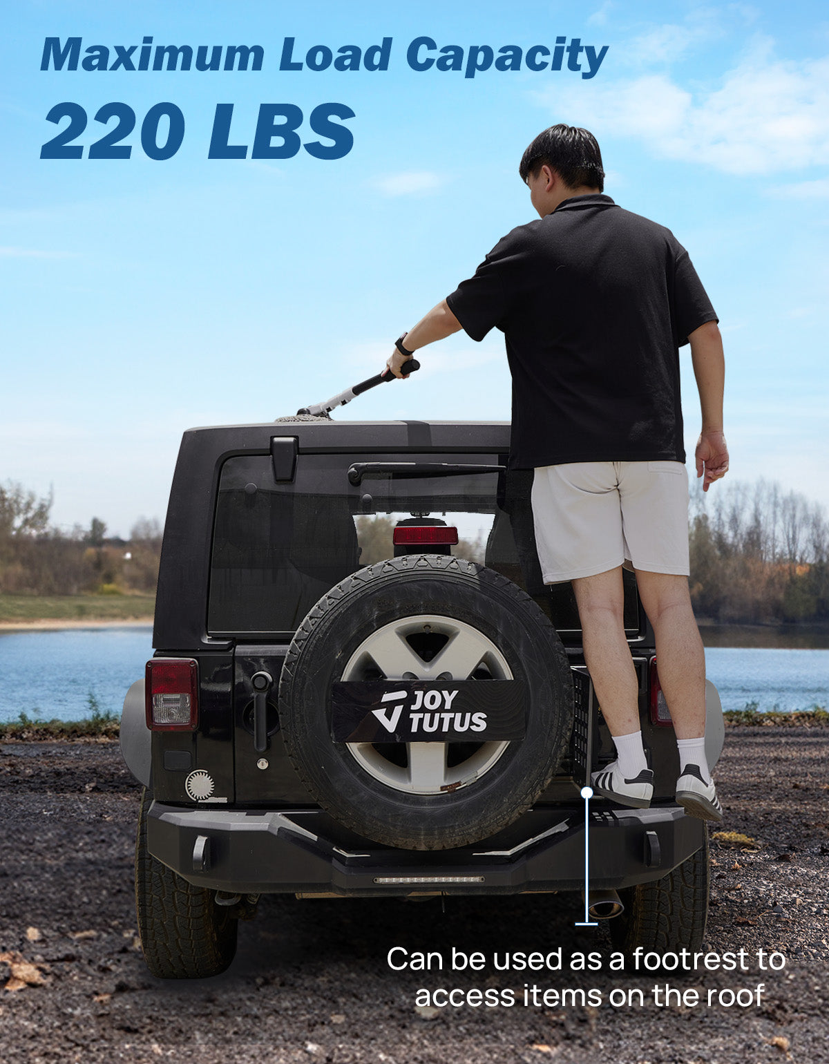 Gas Can Mount for Wrangler JK 2007-2018 with Versatile Molle Panel and 220LBS Step