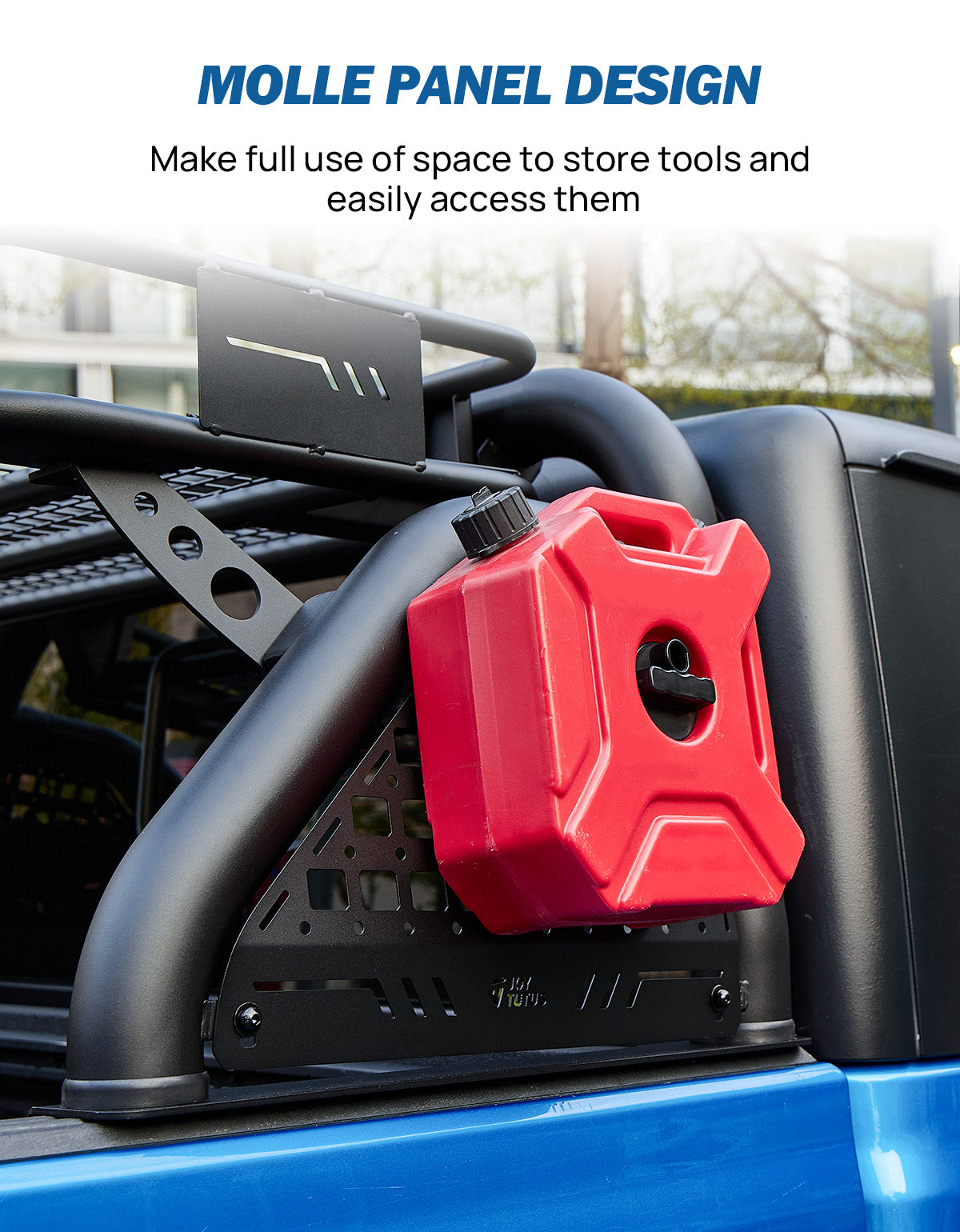 Truck Roll Bar with Cargo Basket for Gladiator JT & Tacoma – Heavy-Duty Mid-Size Truck Chase Rack