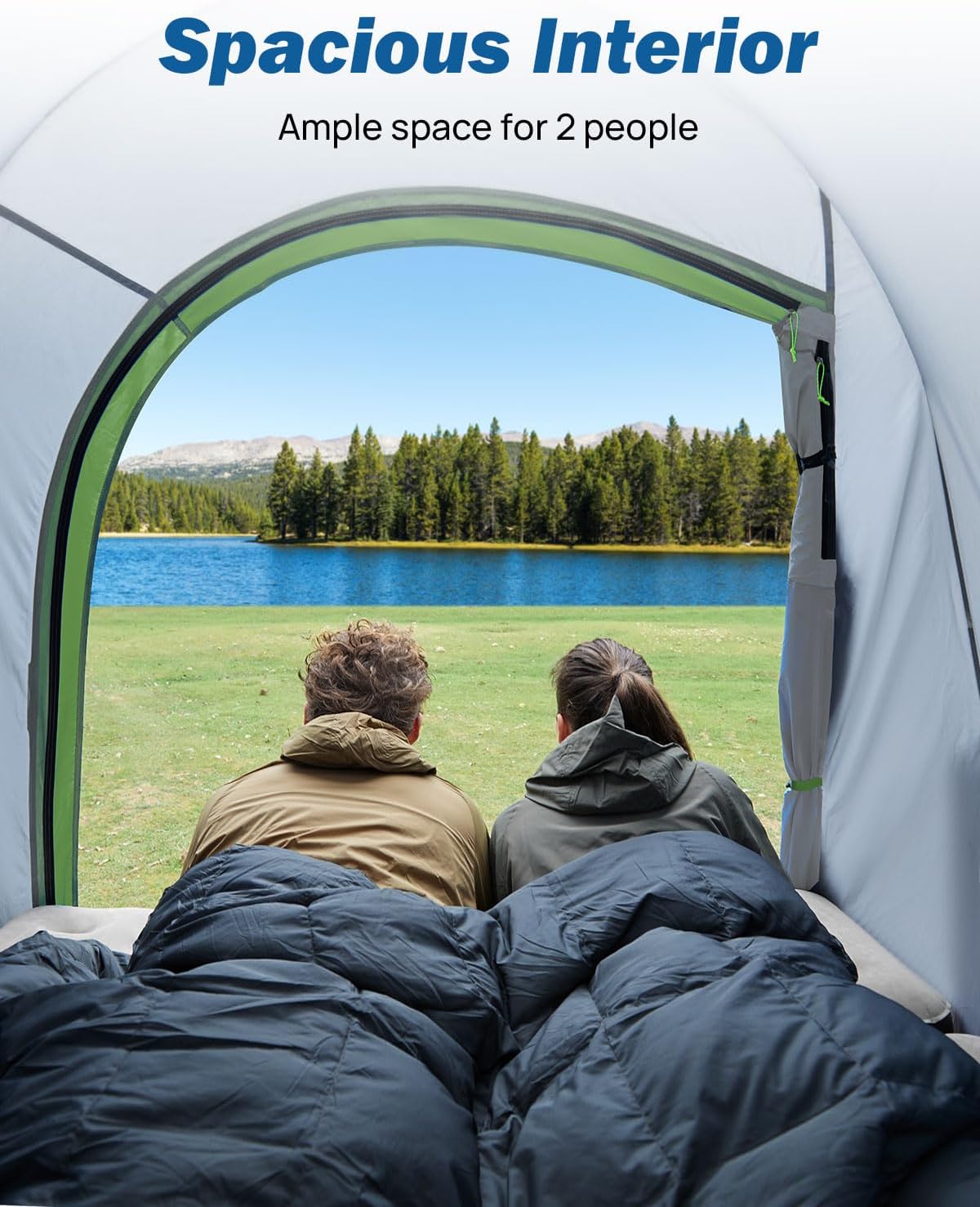 JOYTUTUS Pickup Truck Tent 6.5ft 2.0, Waterproof PU2000mm Double Layer for 2 Person, Portable Truck Bed Tent with Rainfly, Green, Aluminum Pole