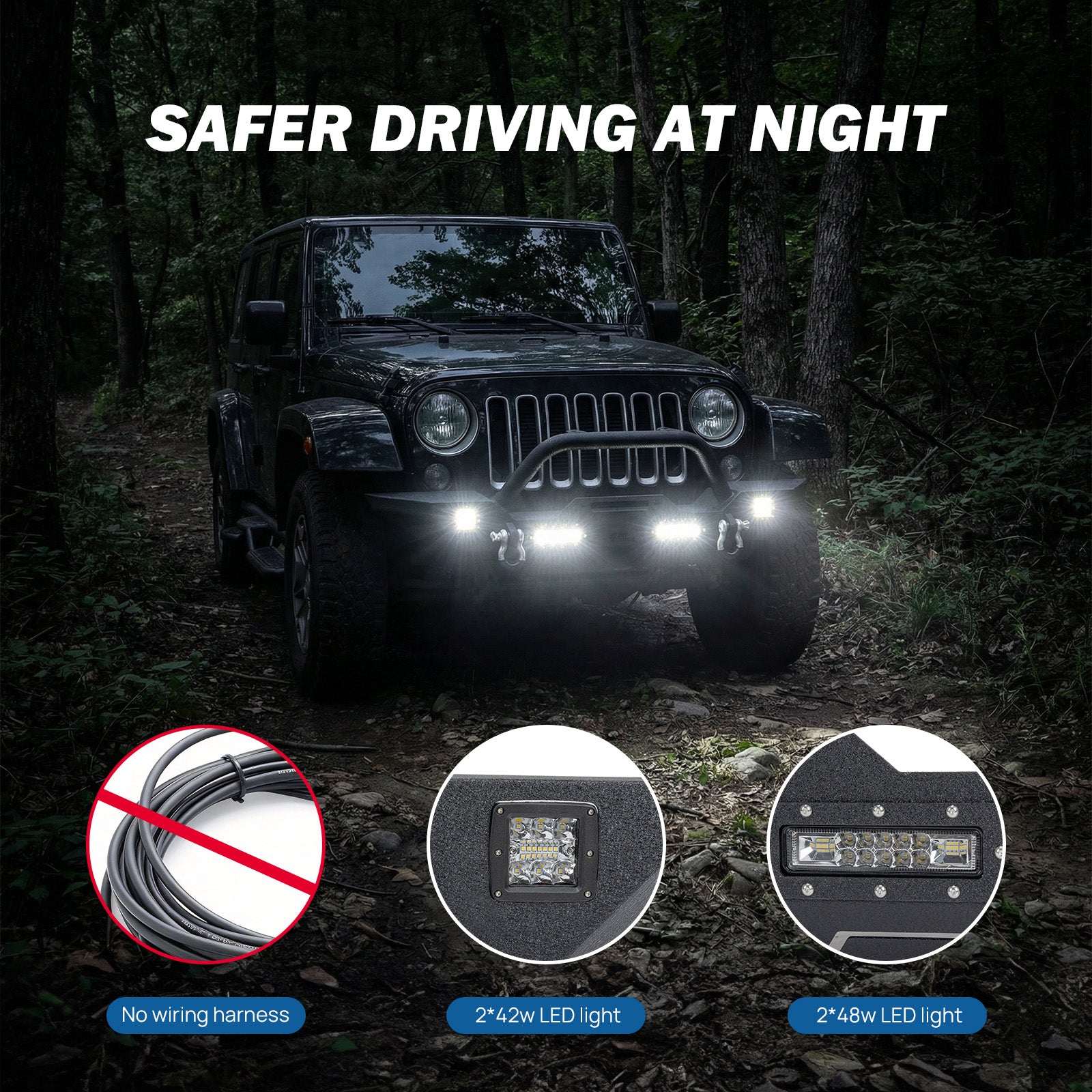 Jeep Wrangler JK, JL & Gladiator JT Front Bumper with 4 LED Lights