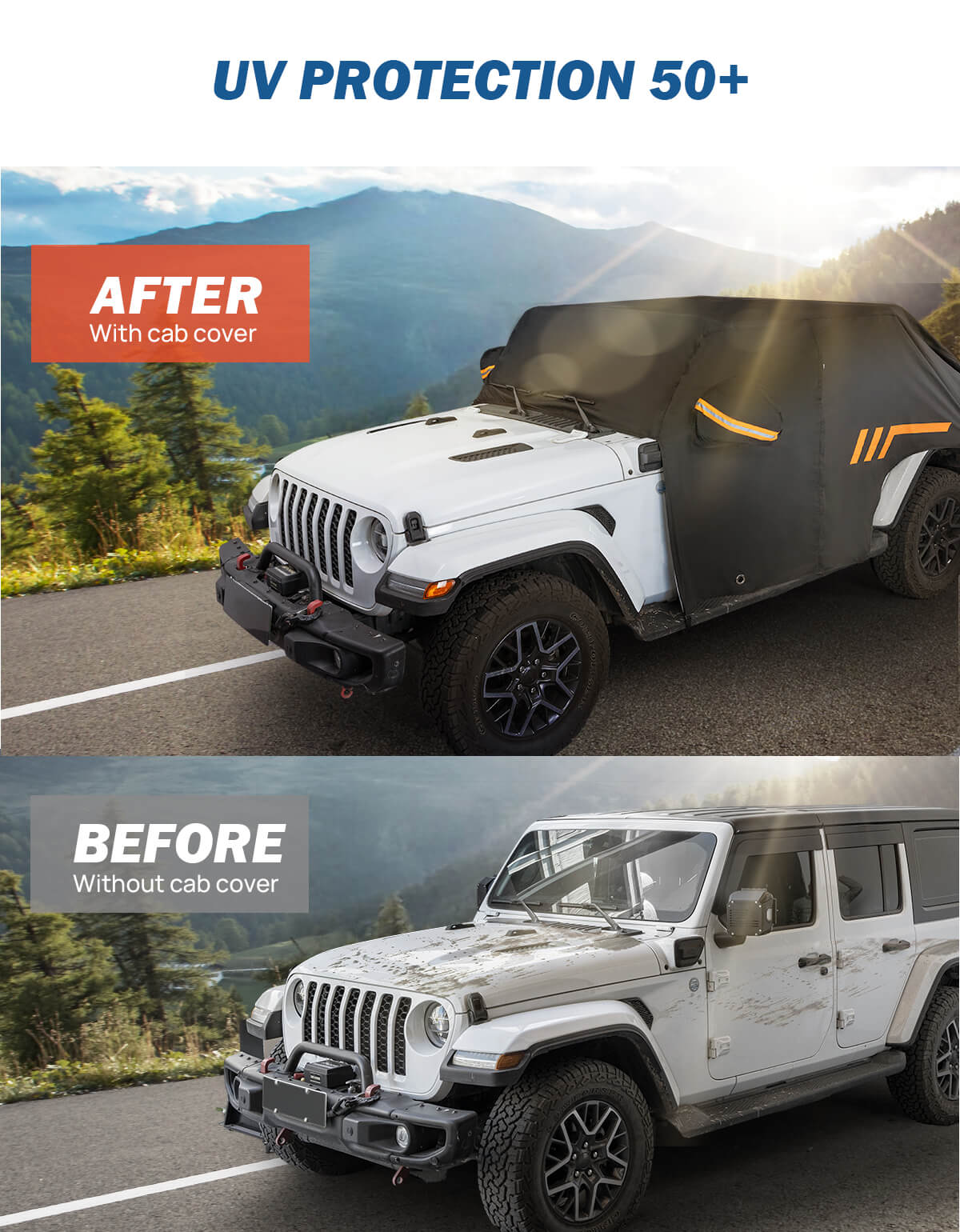 Cab Cover for Wrangler JK/JL 4-Door 2007–2026, Waterproof All-Weather