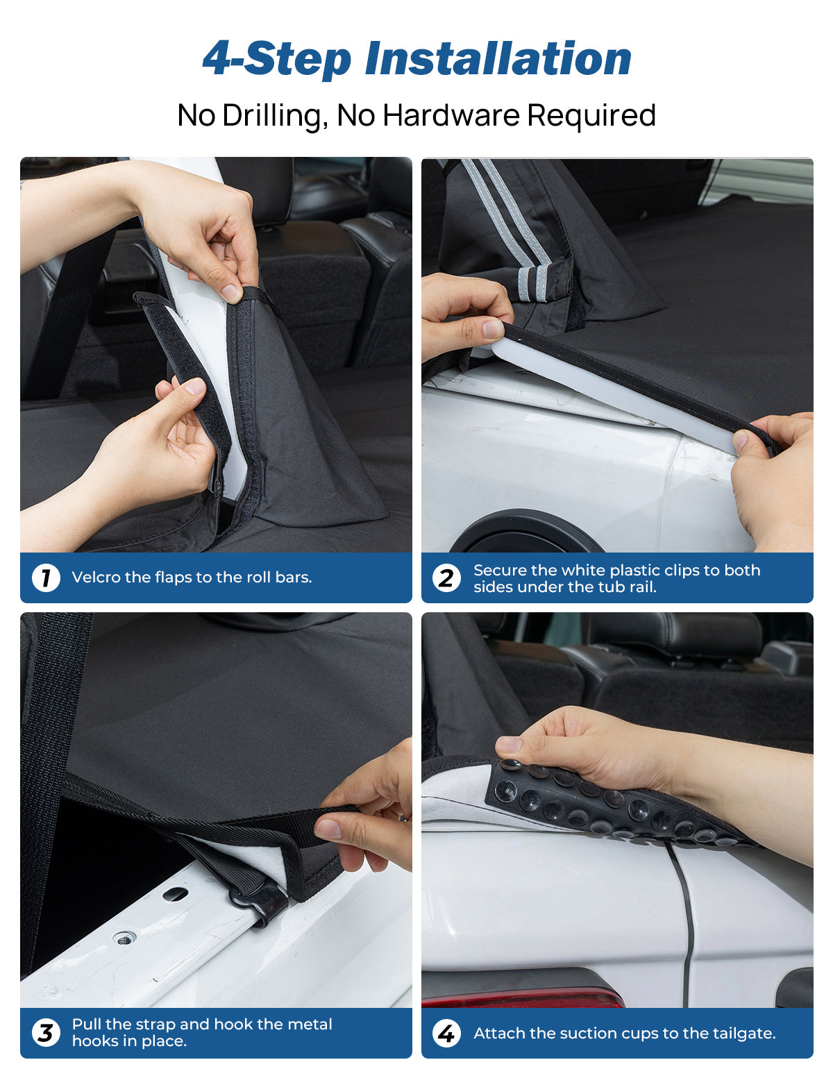 Cargo Cover for Jeep Wrangler JLU 4-Door (2018–2026) – Waterproof Trunk Cover with Suction Mount