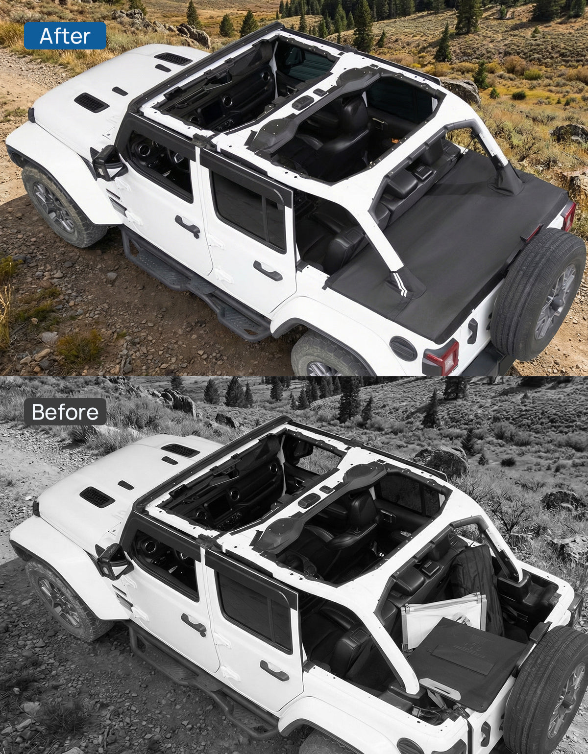 Cargo Cover for Jeep Wrangler JLU 4-Door (2018–2026) – Waterproof Trunk Cover with Suction Mount