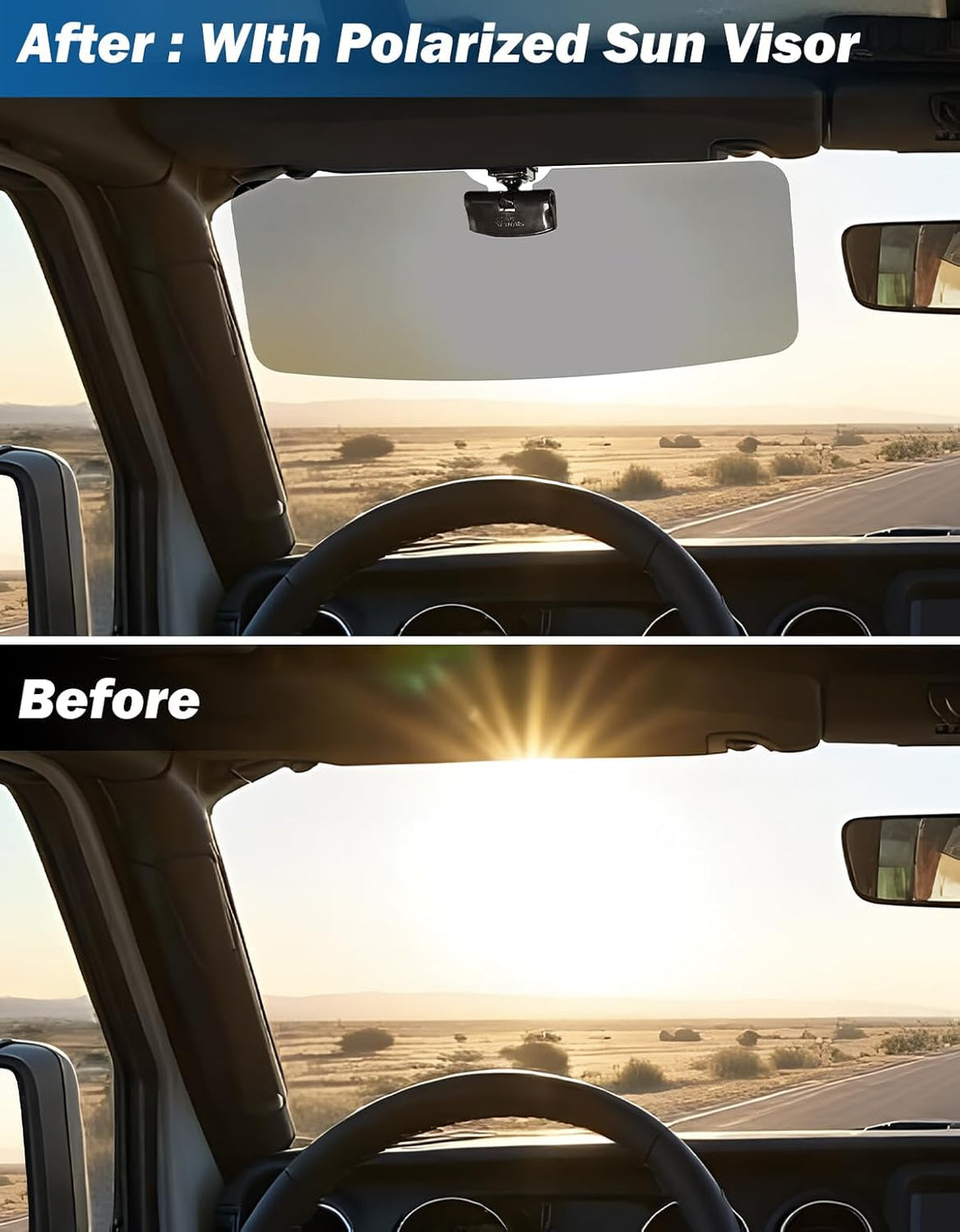 JOYTUTUS Polarized Sun Visor Extender Compatible with Jeep Wrangler JL JLU JT 2018-2025&Gladiator 2020-2025,Anti-Glare Polarized UV400 Protection, Safe Driving Extension for Glare/UV Ray/Stray Light