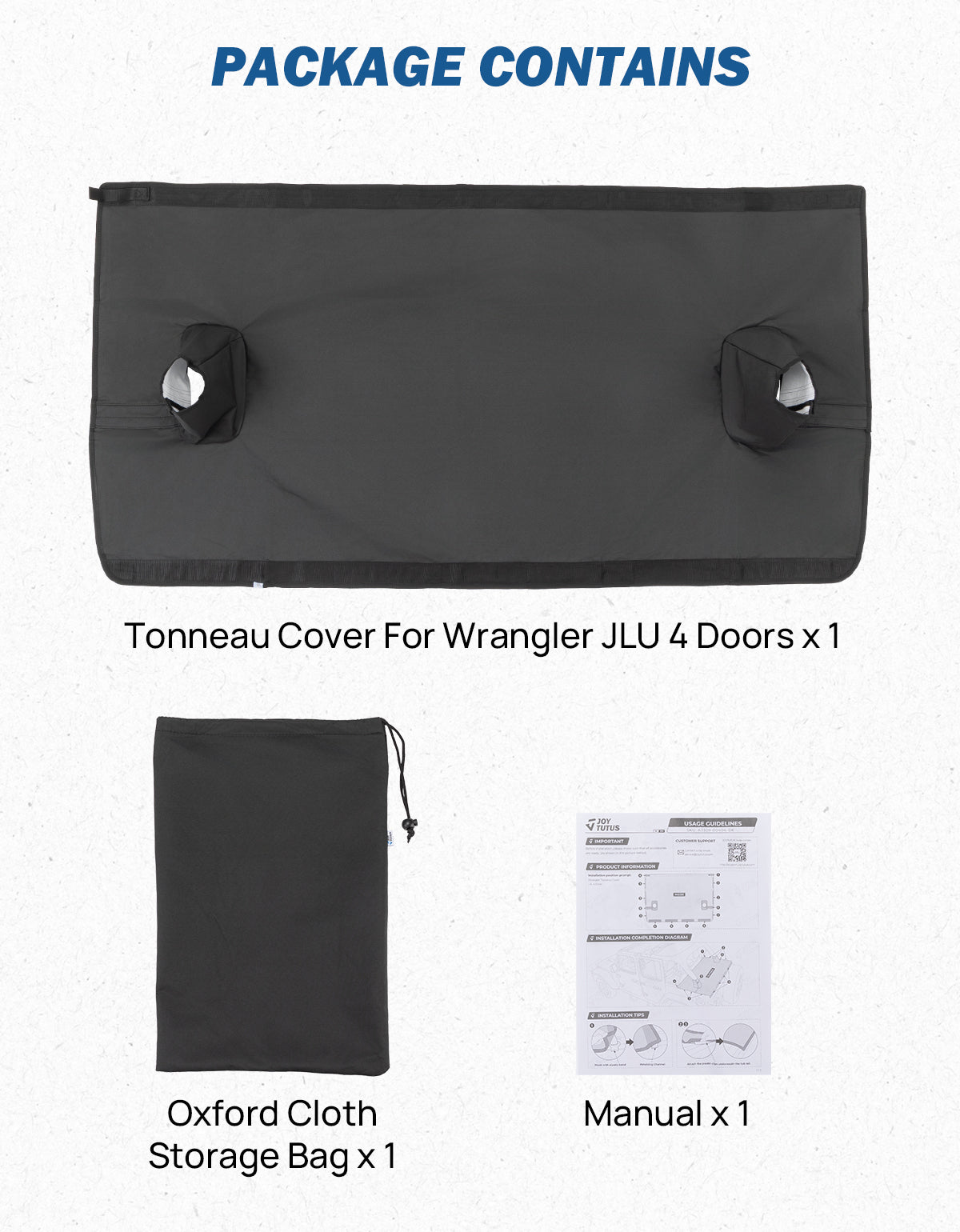 Cargo Cover for Jeep Wrangler JLU 4-Door (2018–2026) – Waterproof Trunk Cover with Suction Mount