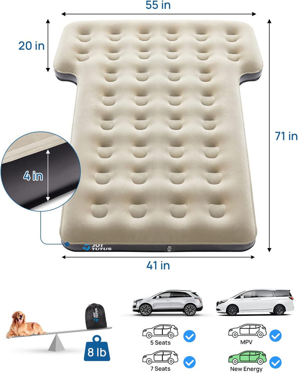  JOYTUTUS SUV Air Mattress for Car Camping, 71 L x 55 W x 4  H Thickened & Inflatable Car Mattress for Sleeping Pad, Portable Integrated  SUV Camping Bed with 2-in-1