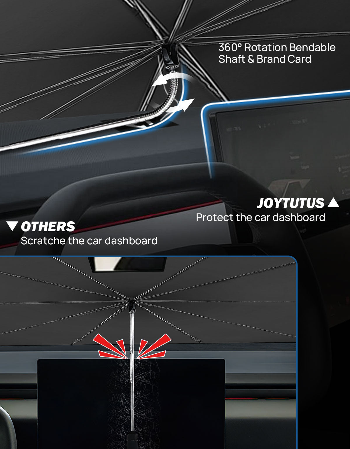 ヘパーラ Windshield Sunshade Umbrella for Tesla Cybertruck