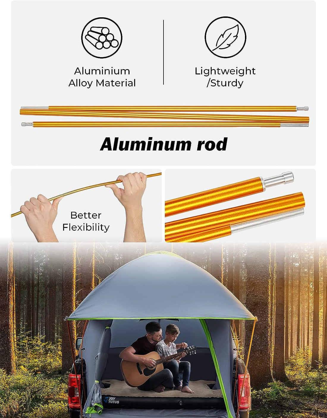 Pickup Truck Tent 6.5ft Bed Tent with Removable Awning, for 2 Person,Truck Bed Tent