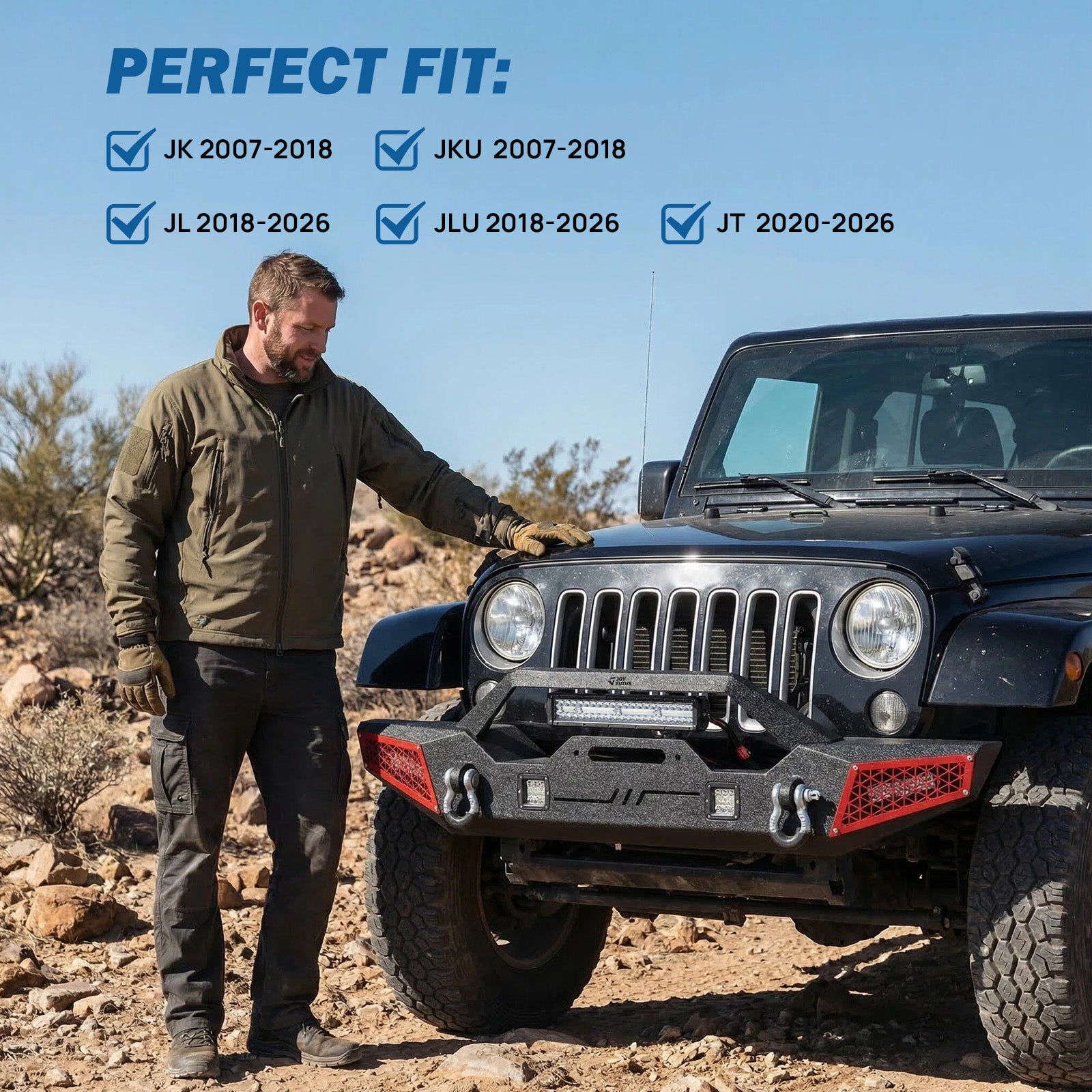 Jeep Wrangler JK (2007–2018), JL (2018–2026) & Gladiator JT Front Bumper