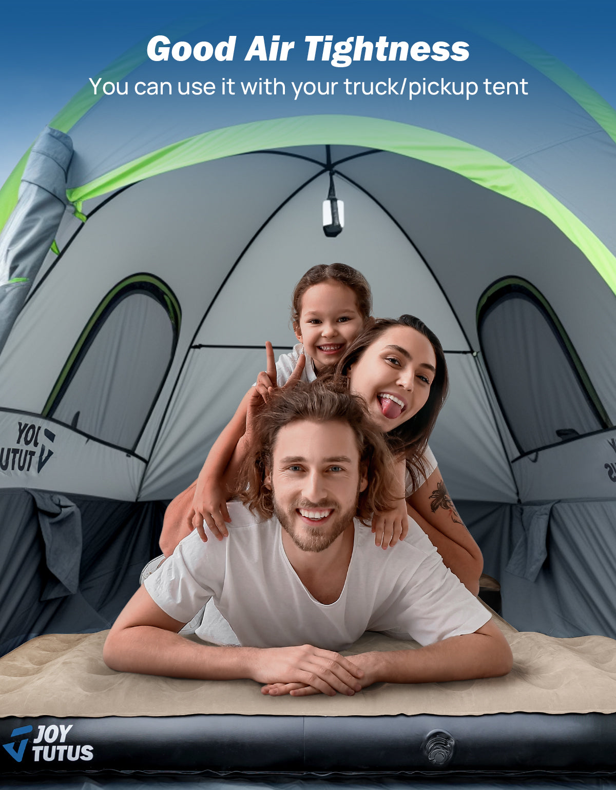 5.5–6.7ft Truck Bed Air Mattress, Inflatable Camping Mattress, Camel and Black