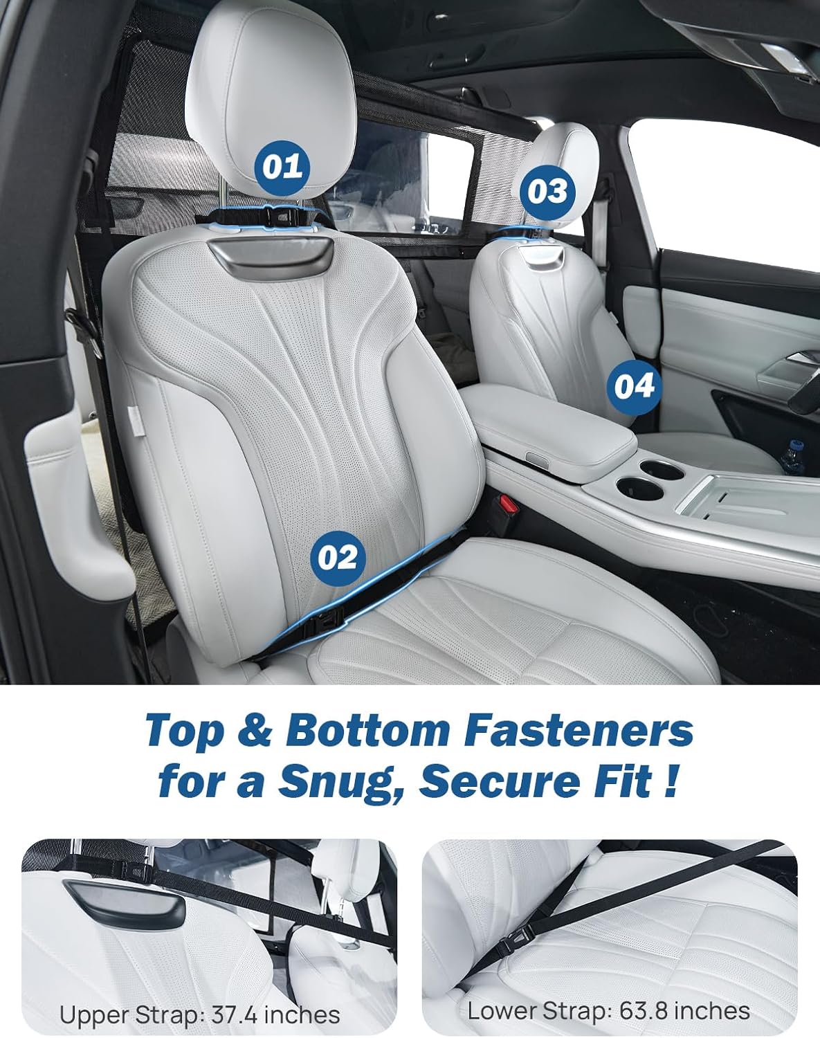 JOYTUTUS 46" Wide Dog Car Barrier with Removable Visual Window, Car Barrier for SUV Escape-Proof, Net for Cargo Area, Vehicle Gate for Dog Travel, Ideal for SUV & CUV & Hatchback‘ Cargo Area