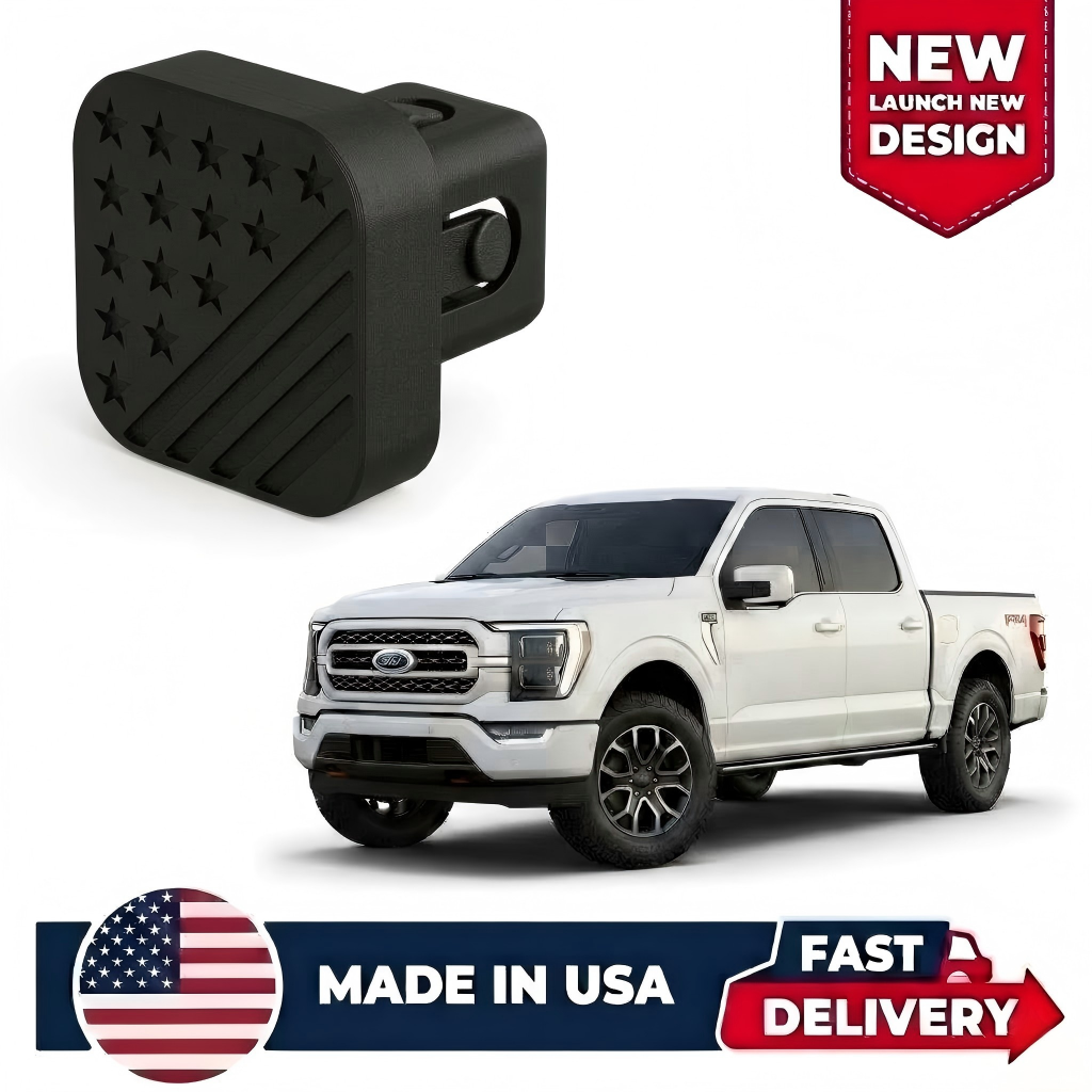 Joytutus 3D American Flag F150 Trailer Hitch Cover | Heat Resistant ABS Snap-On Fit for Ford F-150